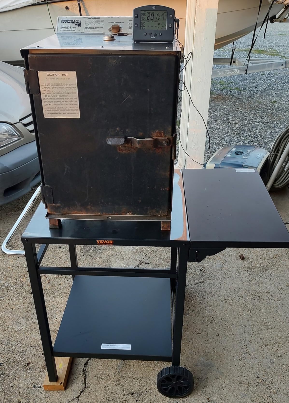 VEVOR Outdoor Grill Dining Cart with Double-Shelf, BBQ Movable Food Prep Table, Multifunctional Foldable Iron Table Top, Portable Modular Carts for Pizza Oven, Worktable with 2 Wheels, Carry Handle customer photo 2