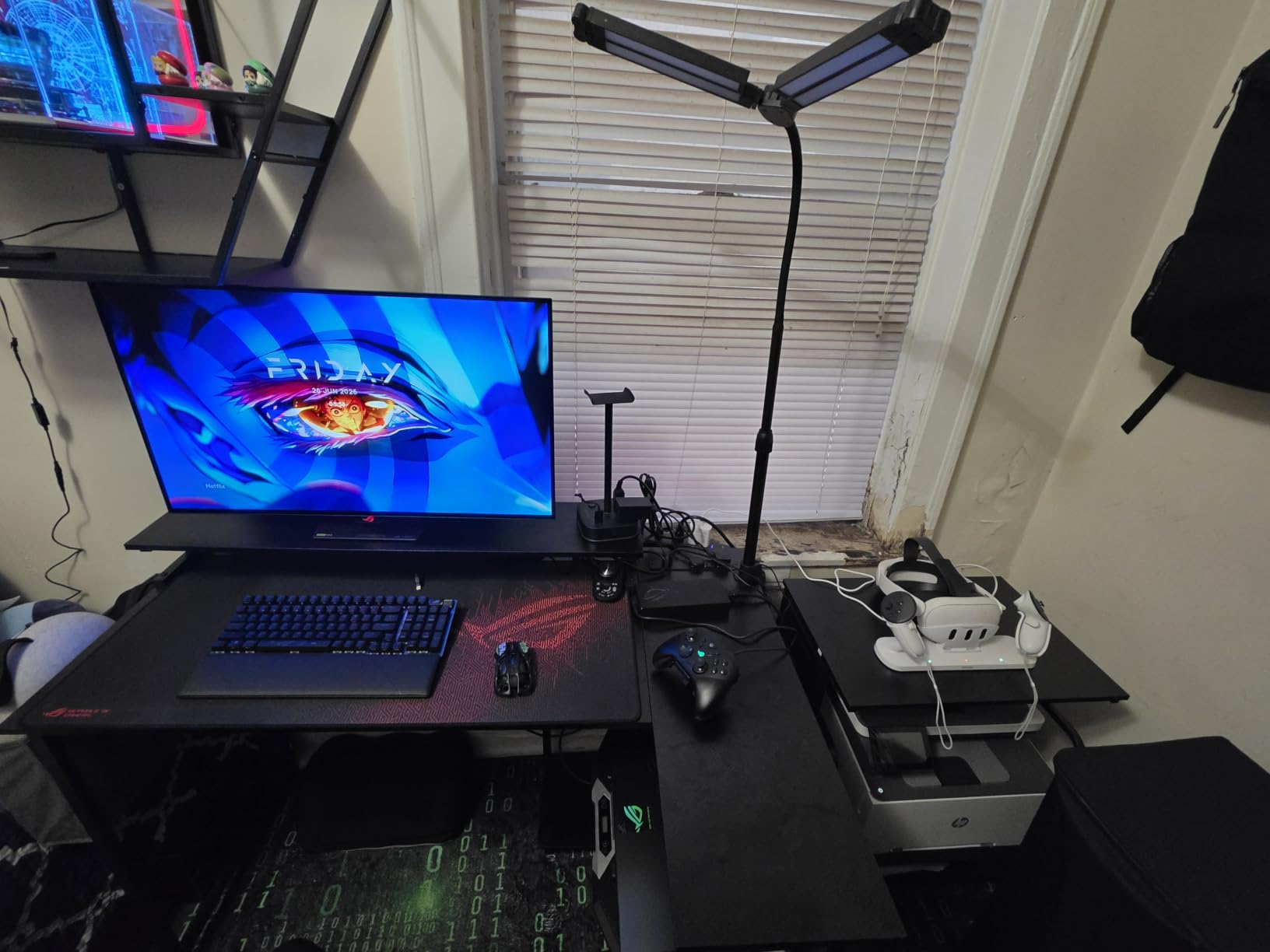 ODK 58 Inch L Shaped Gaming Desk with LED Lights, Power Outlets, Black customer photo 1