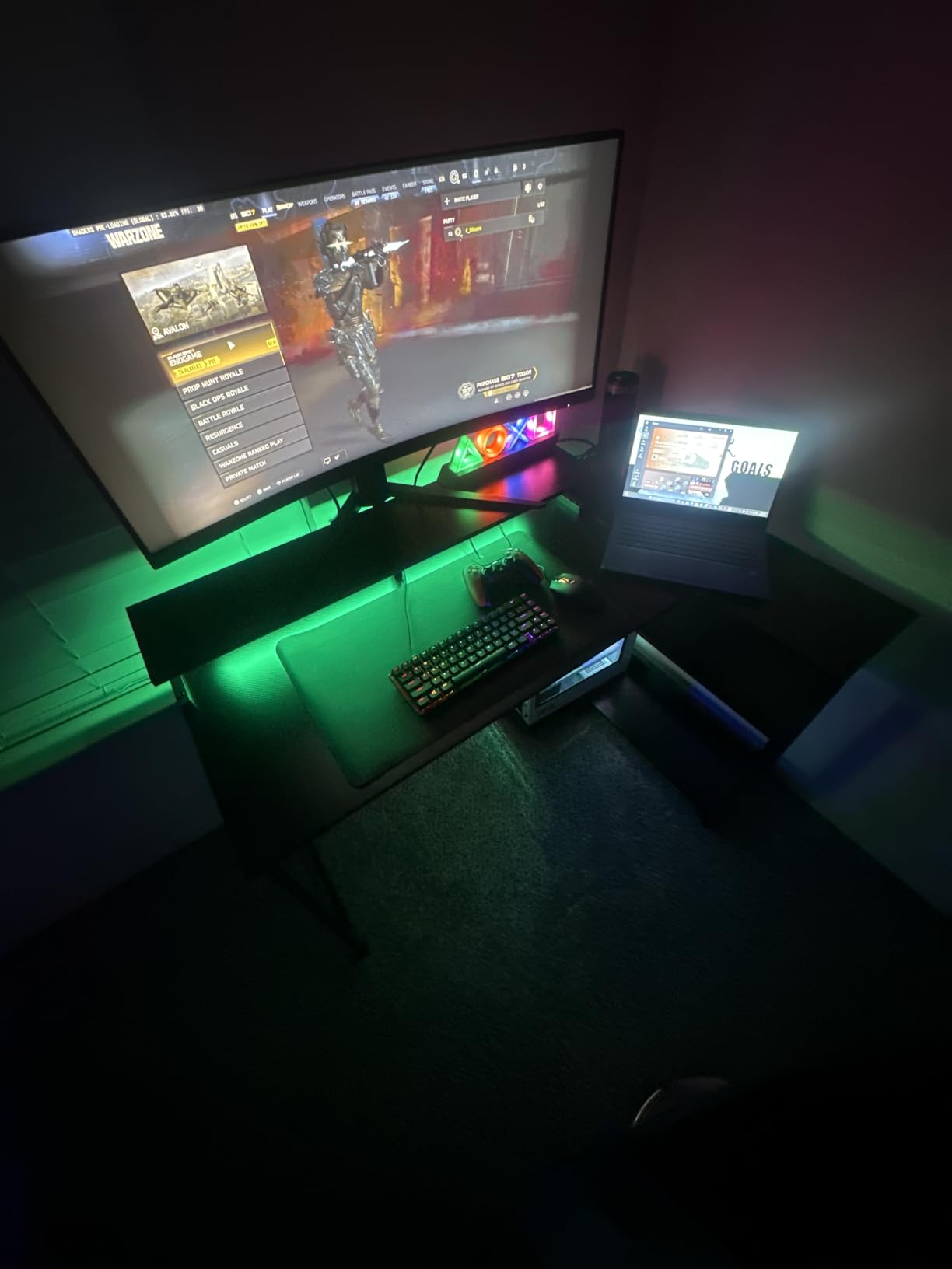 ODK 58 Inch L Shaped Gaming Desk with LED Lights, Power Outlets, Black customer photo 2