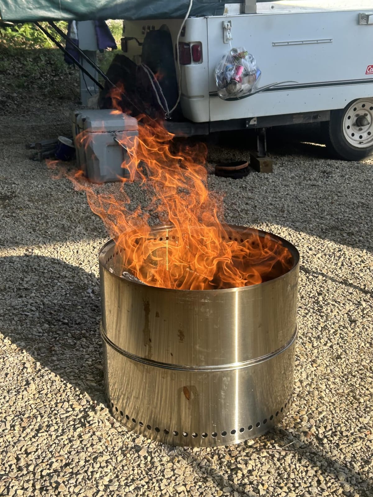 HGD 20 inch Smokeless Firepit Outdoor, Portable Smokeless Fire Pit for Camping with Travel Bag, Stainless Steel Wood Burning Stove for Backyard & Patio, Easy Setup & Compact Storage customer photo 2