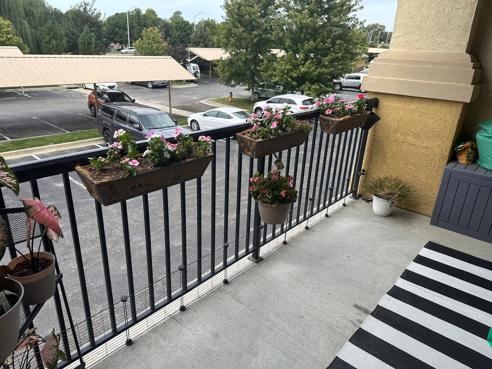 2 Pack 24 Inch Window Boxes Planters Railing Planter Box with Adjustable Brackets for Porch Fence Patio Balcony Hanging Flower Baskets with Coco Liners for Outdoor Garden Décor - Black customer photo 1