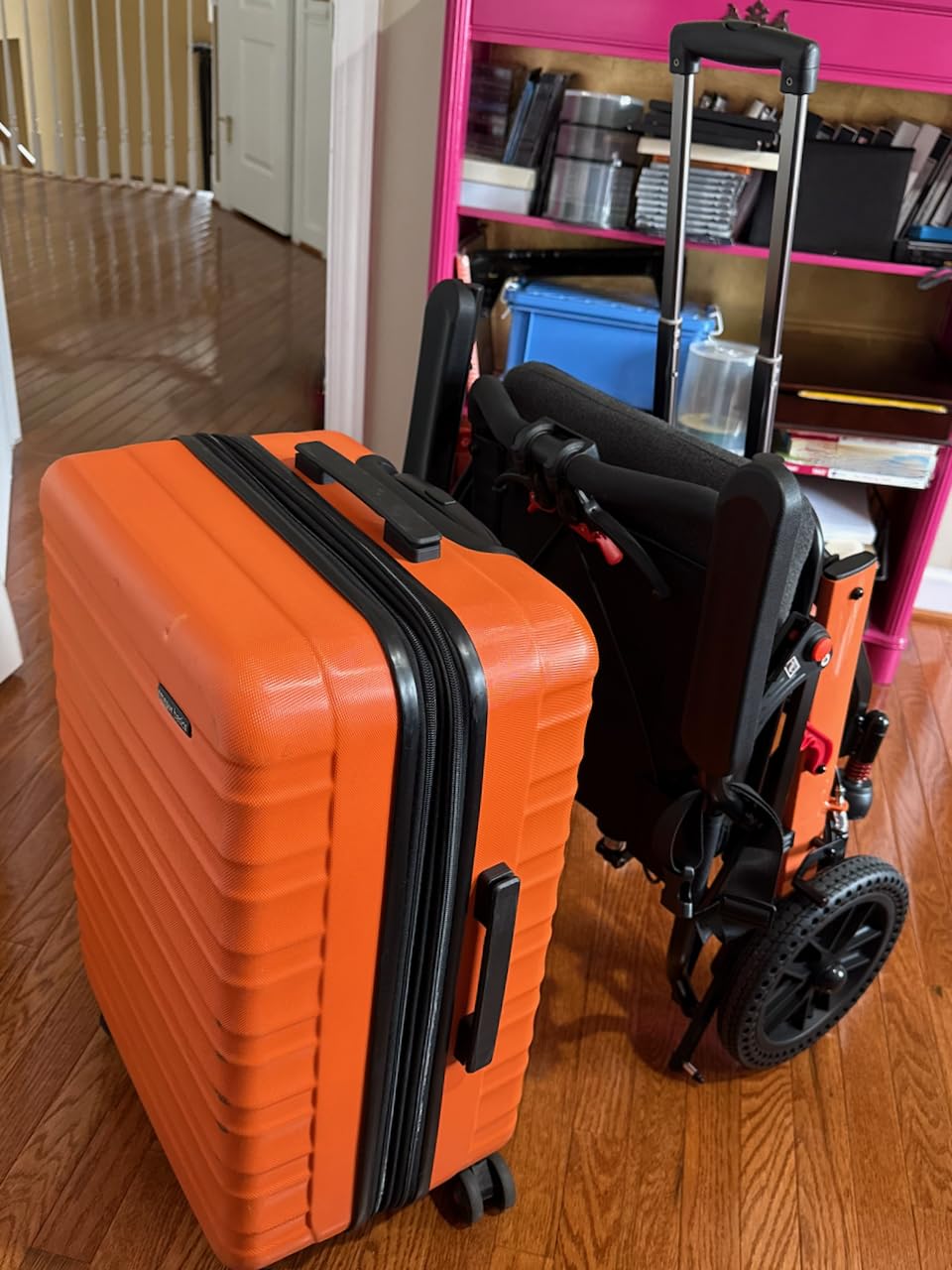 Super Lightweight Portable Transit Travel Wheelchair, Upgraded Folding Transport Wheelchairs (Weight 24lbs) for Adults and Seniors, Come with Telescopic Handle and Travel Bag customer photo 1