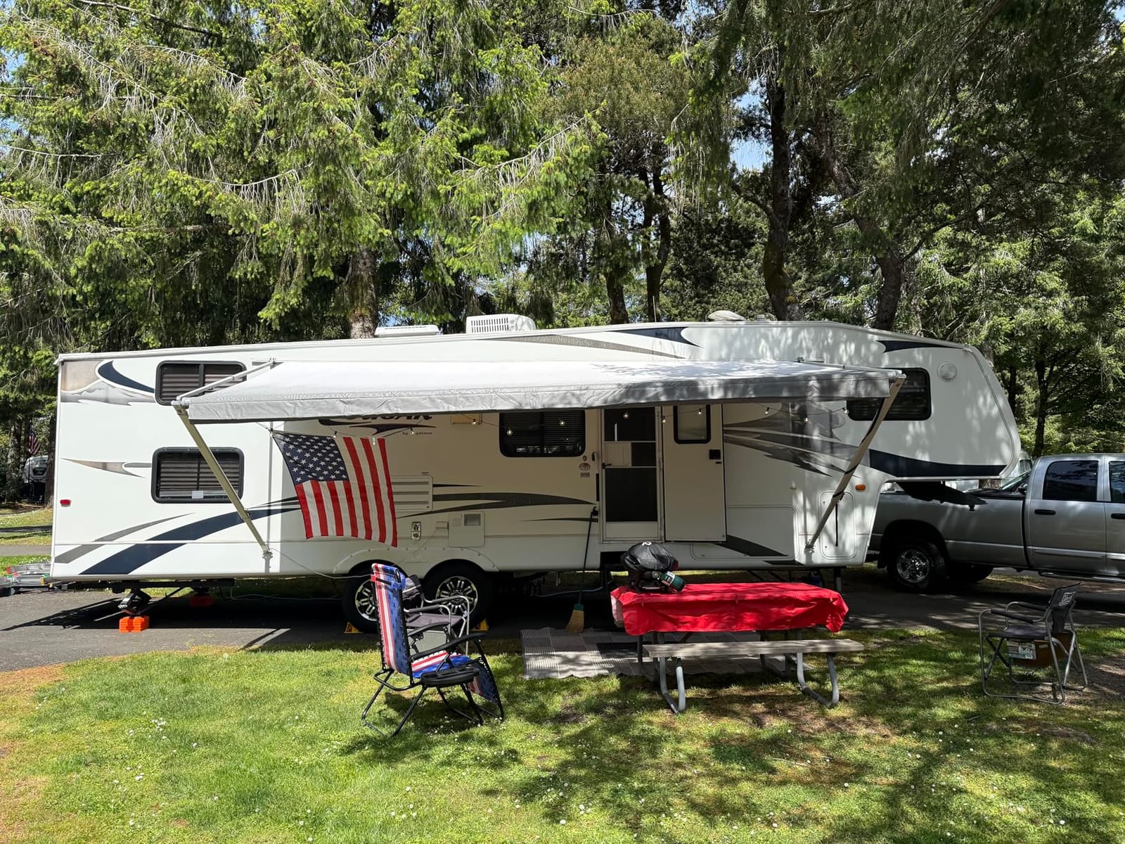 RV Awning Fabric Replacement,Camper Awning Replacement,19.5 oz 5-Layer Heavy Duty Waterproof Vinyl Universal RV Awning Fabric for All Brands Camper,Trailer, Motorhome,Grey Fade 15'2'' customer photo 2