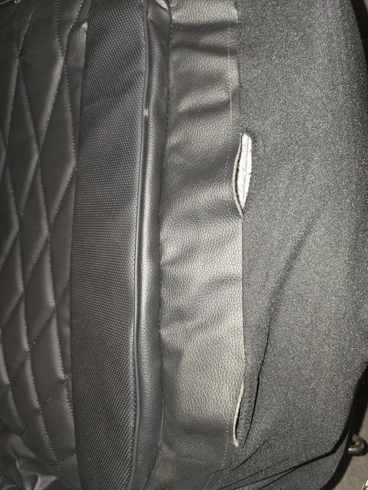 CAR PASS 5 Seats Piping Luxury Faux Leather Seat Covers Full Set, Anti-Slip Waterproof Seat Covers Compatible with Front Armrests, Universal Fit for Suvs,Vans,Trucks,Airbag Compatible, Pure Black customer photo 2
