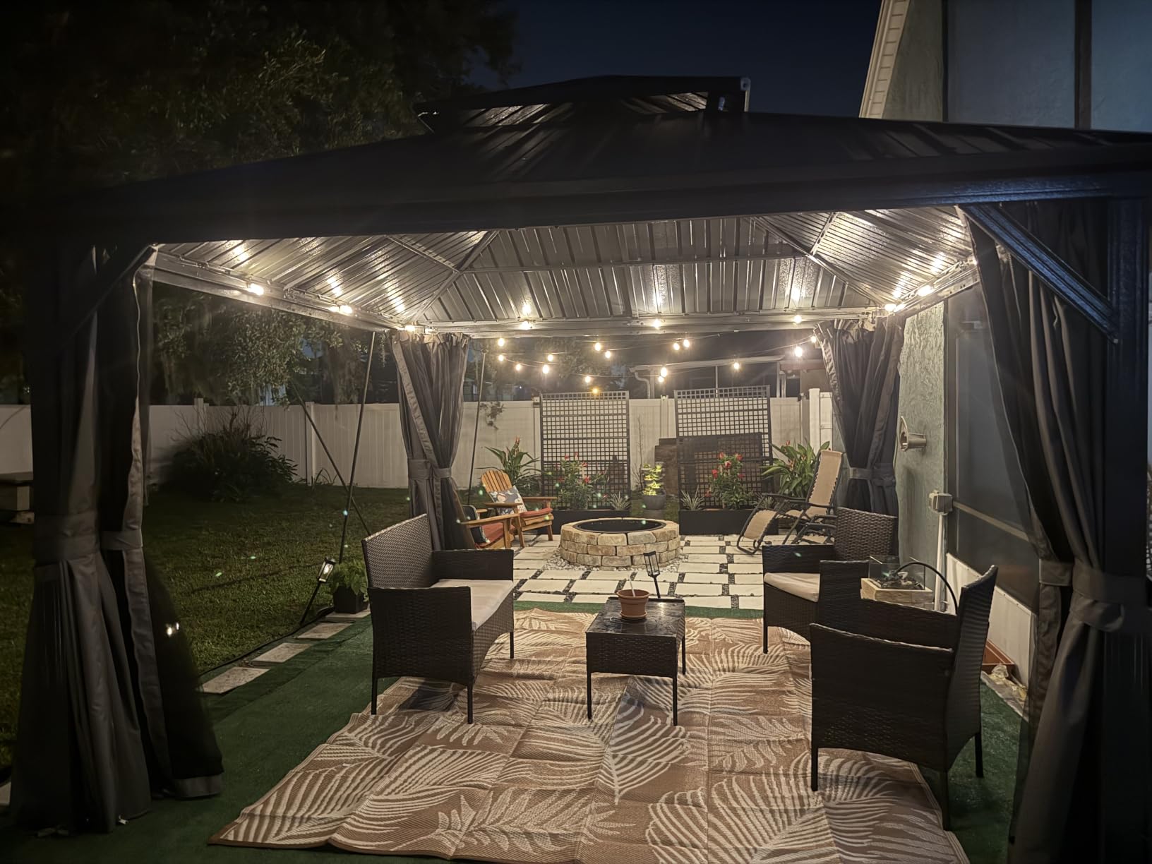 Pauwer Waterproof Outdoor Rug 5x8, Plastic Straw Patio Rug, Leaf Brown customer photo 2