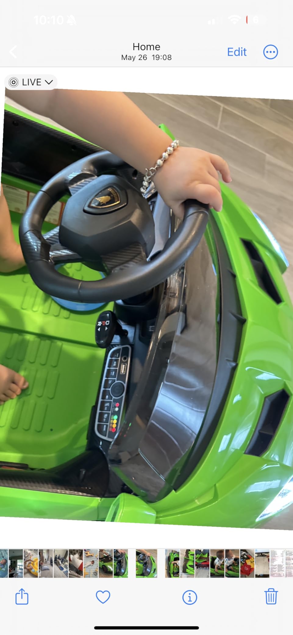 INFANS 2 Seater Kids Ride on Car, 12V 4WD Licensed Lamborghini Veneno Powered Electric Vehicle with Hydraulic Doors, Rocking Mode, Adjustable Speeds, Remote Control, MP3, Headlight (White) customer photo 1