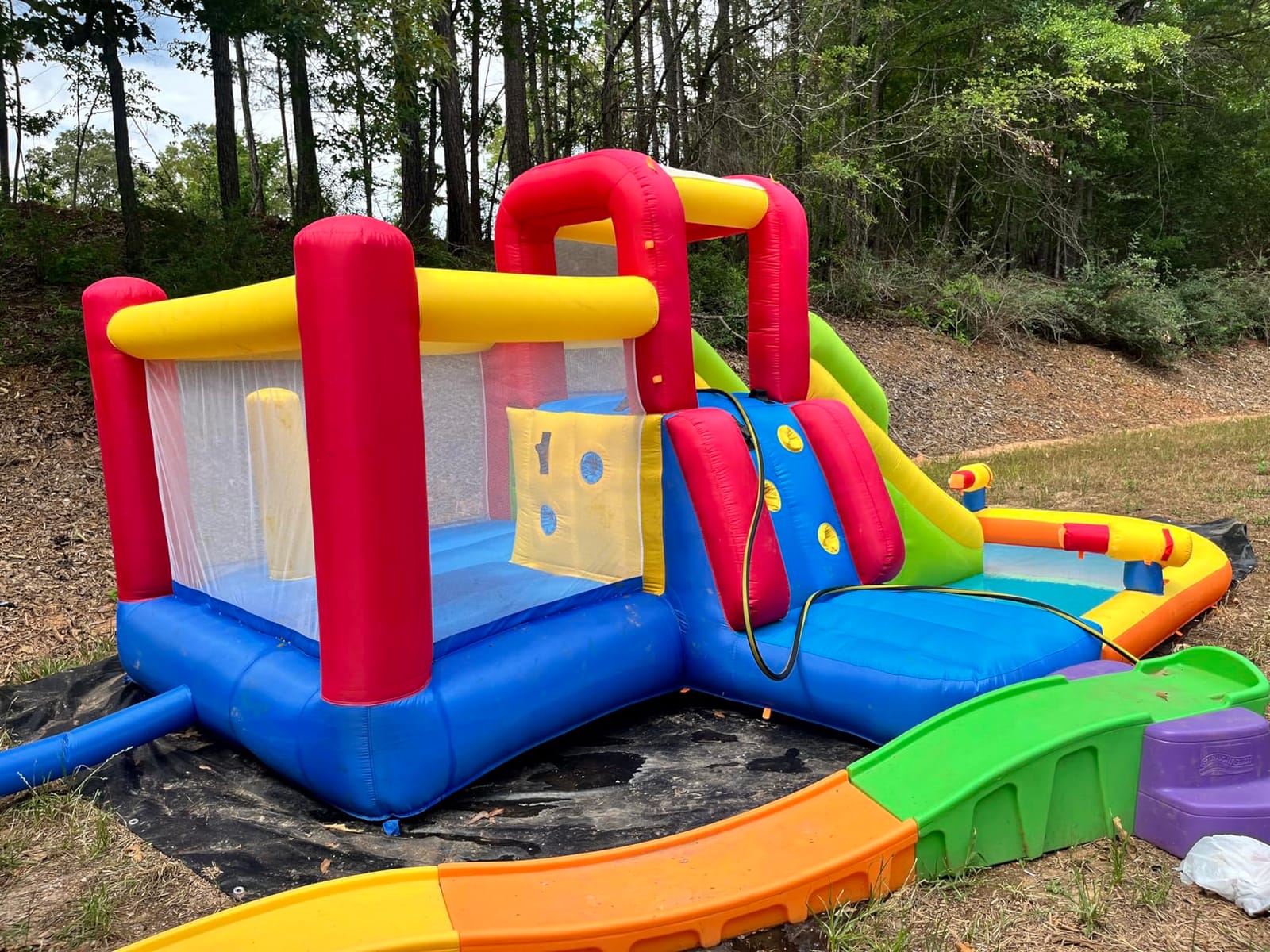 Hongcoral Inflatable Water Slide Bounce House for Kids, 12-In-1 Water Park with Splash Pool, Double Cannons, 2 Climbing Walls, Tunnel, Obstacles, Blow Up Jumping Castle With Blower customer photo 1