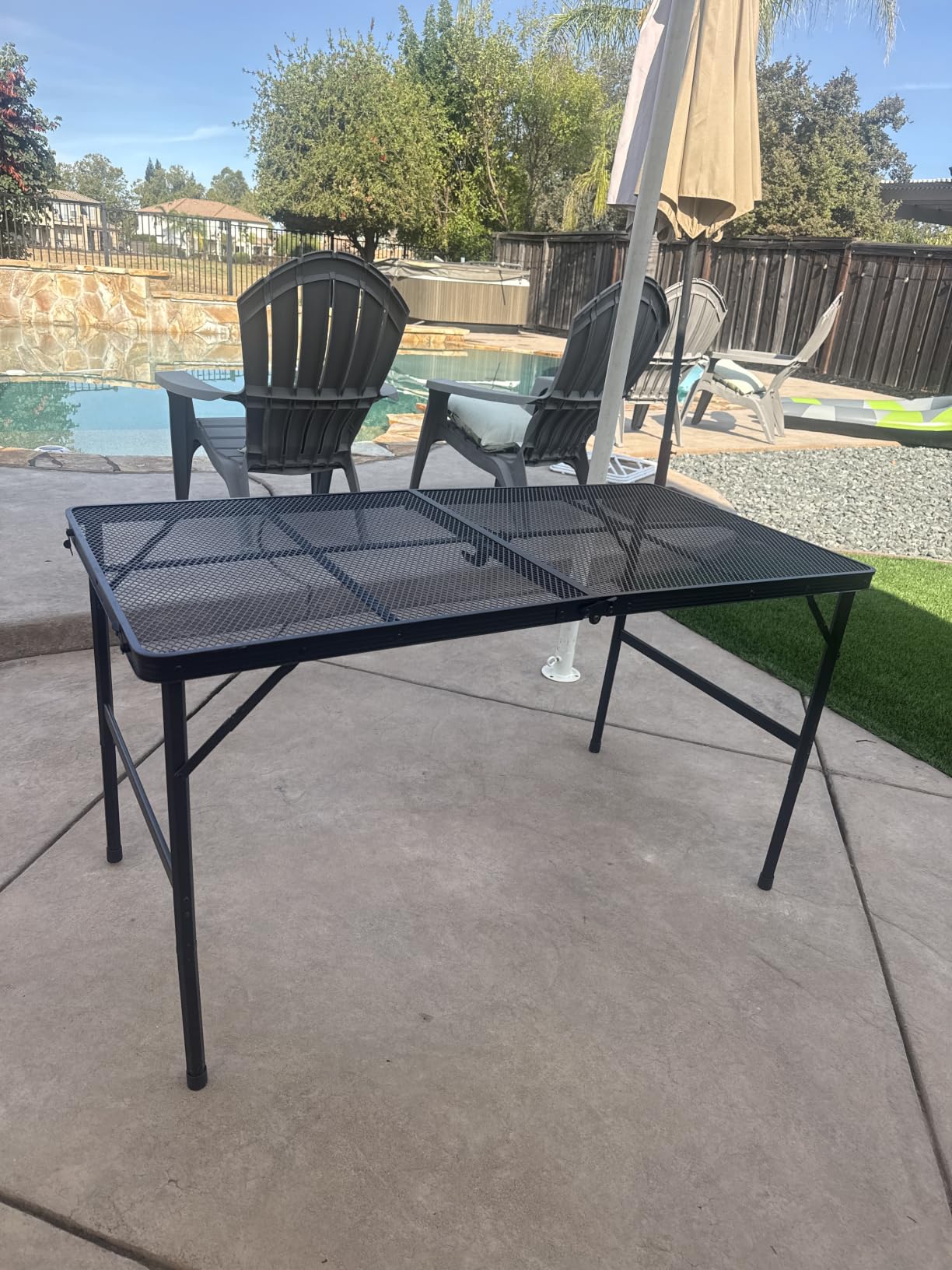 GREGIN Folding Camping Grill Table, Outdoor Metal Table. Foldable, Portable customer photo 1