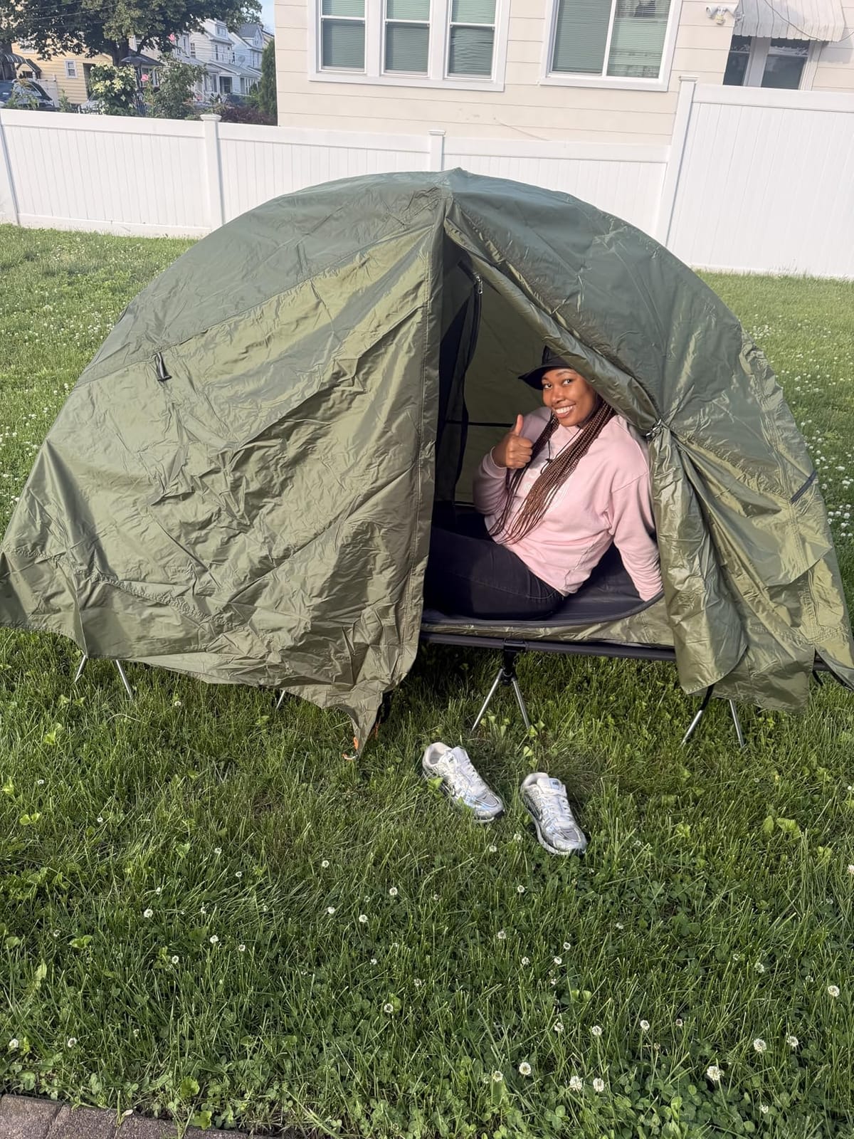 Night Cat Camping Cot Tent - Waterproof 1-Person Off-Ground Combo Cot Bed for Adults Portable Easy Set-up Tent Green 27.5'' Width customer photo 1