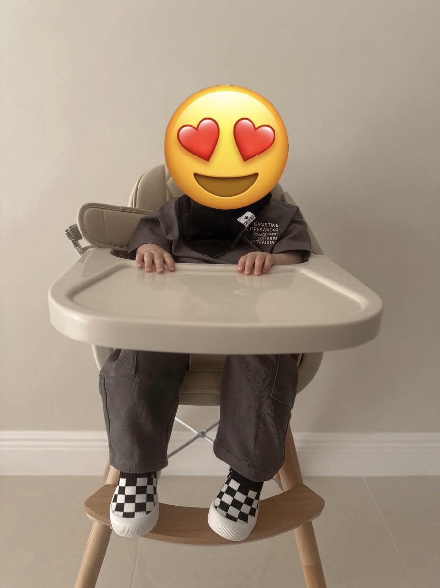 Mallify 3-in-1 Wooden High Chair, Convertible High Chairs for Babies and Toddlers, Baby Highchair with Adjustable Legs & Dishwasher-Safe Tray, Sleek Hardwood & Premium PU Cushion, Beige customer photo 1
