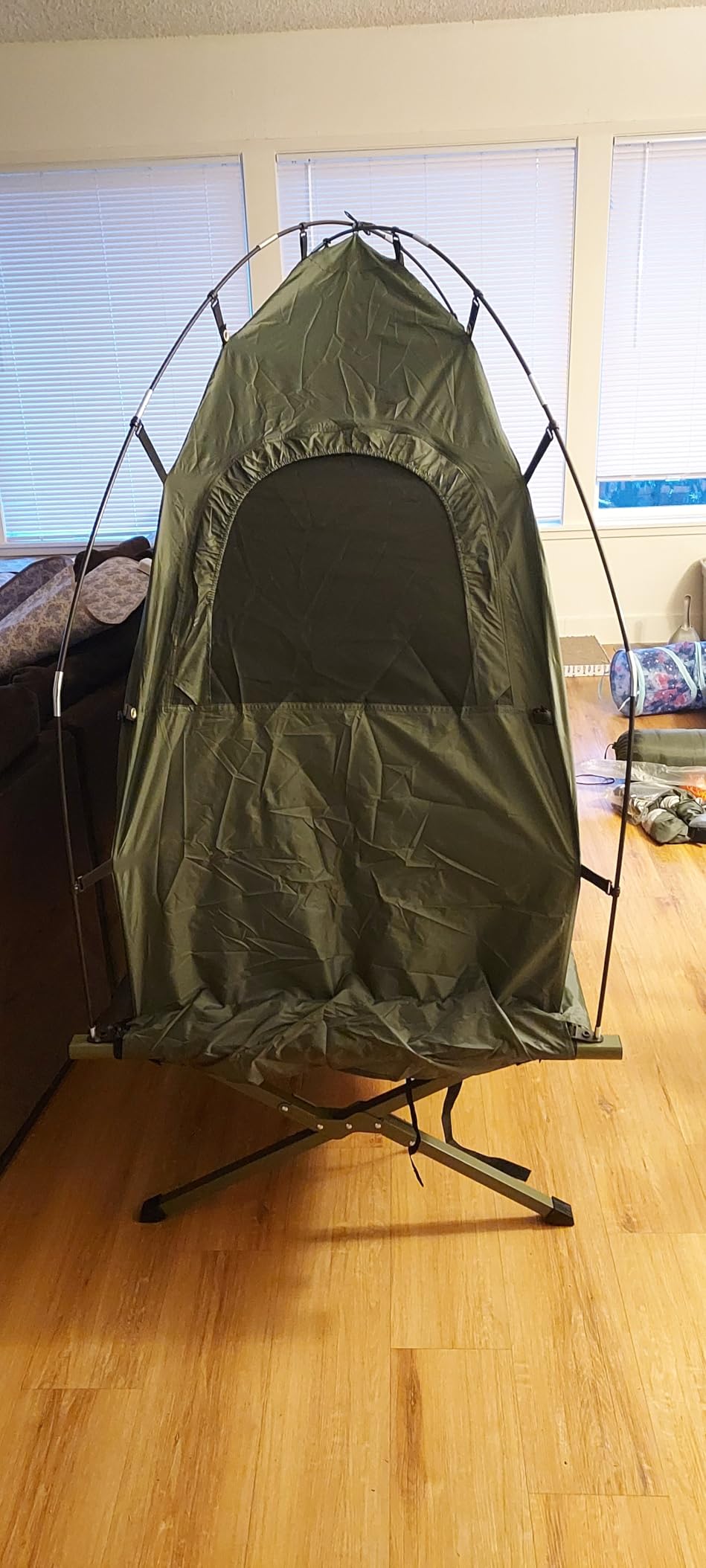 Goplus Camping Tent Cot, 5-in-1 Folding Camping Bed with Air Mattress, Pillow, Sleeping Bag, Waterproof Elevated Tent Shelter, Portable Outdoor Sleeping Cot with Carry Bag for Picnic, Trip customer photo 1