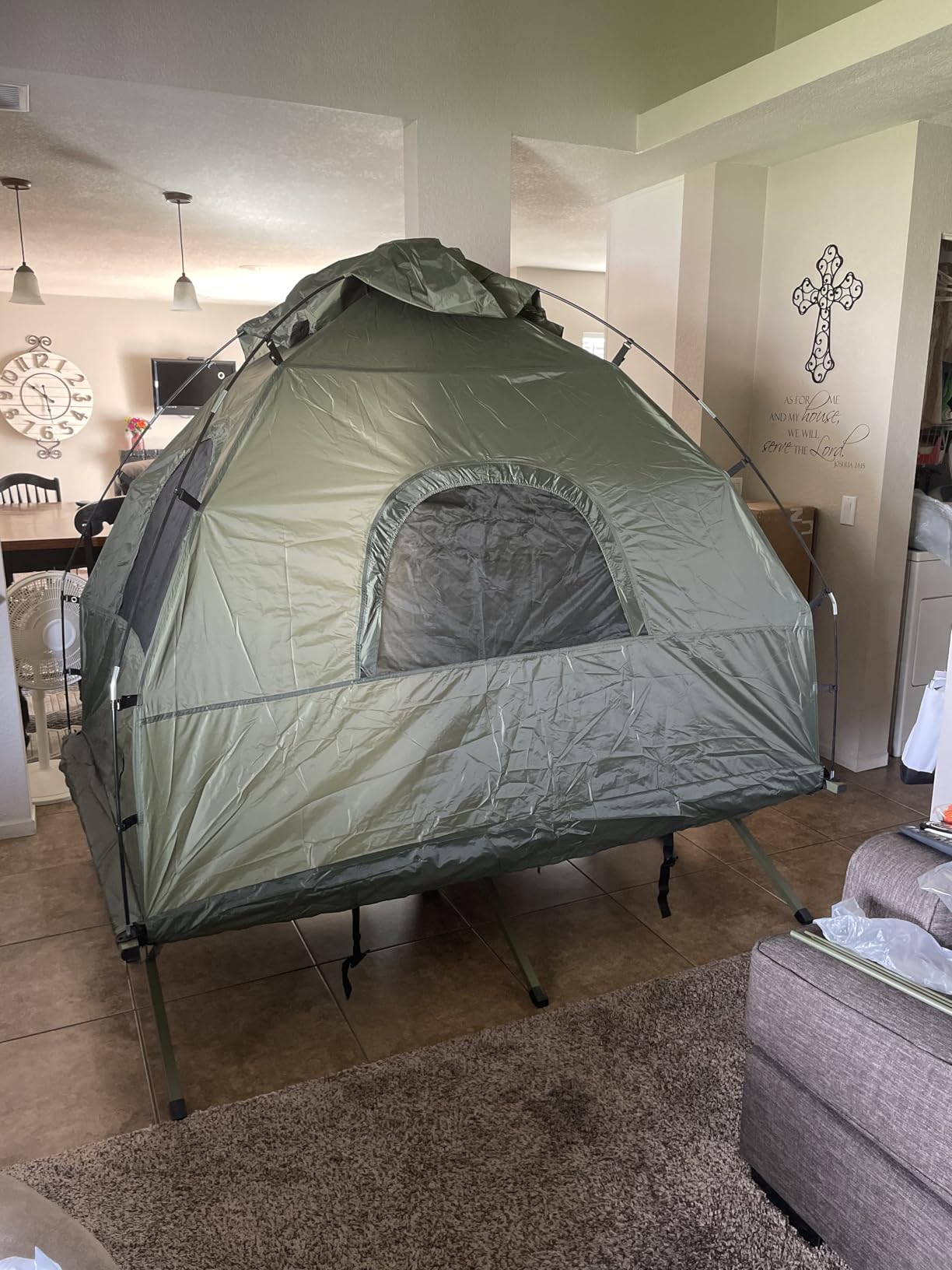 Goplus Camping Tent Cot, 5-in-1 Folding Camping Bed with Air Mattress, Pillow, Sleeping Bag, Waterproof Elevated Tent Shelter, Portable Outdoor Sleeping Cot with Carry Bag for Picnic, Trip customer photo 2