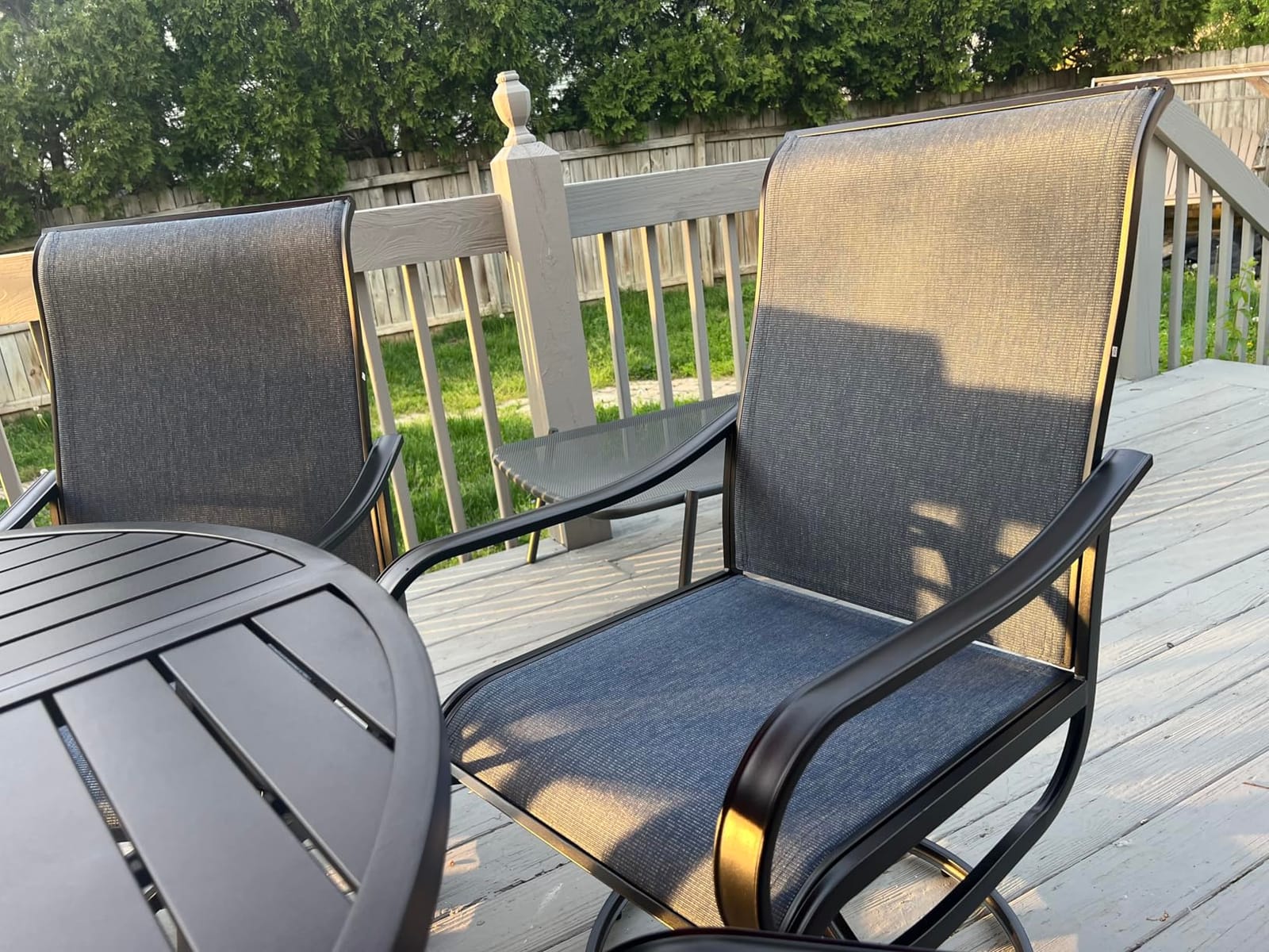 Sophia & William Patio Dining Set for 6 w/Swivel Textilene Chairs, Blue customer photo 2