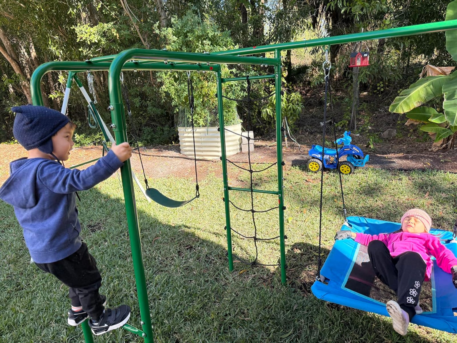 Hapfan Swing Sets for Backyard with Monkey Bars,5 in 1 Playground Set customer photo 2