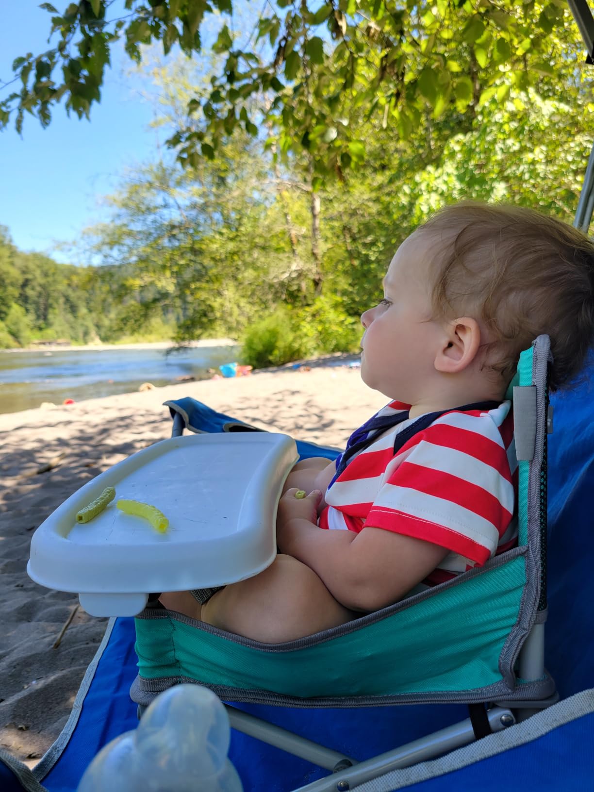 Bright Starts Pop ‘N Sit Portable Booster Seat, 3-in-1 Floor Seat, Travel High Chair & Toddler Booster with Feeding Tray, Indoor/Outdoor, Grey, 6 Months–3 Years customer photo 2