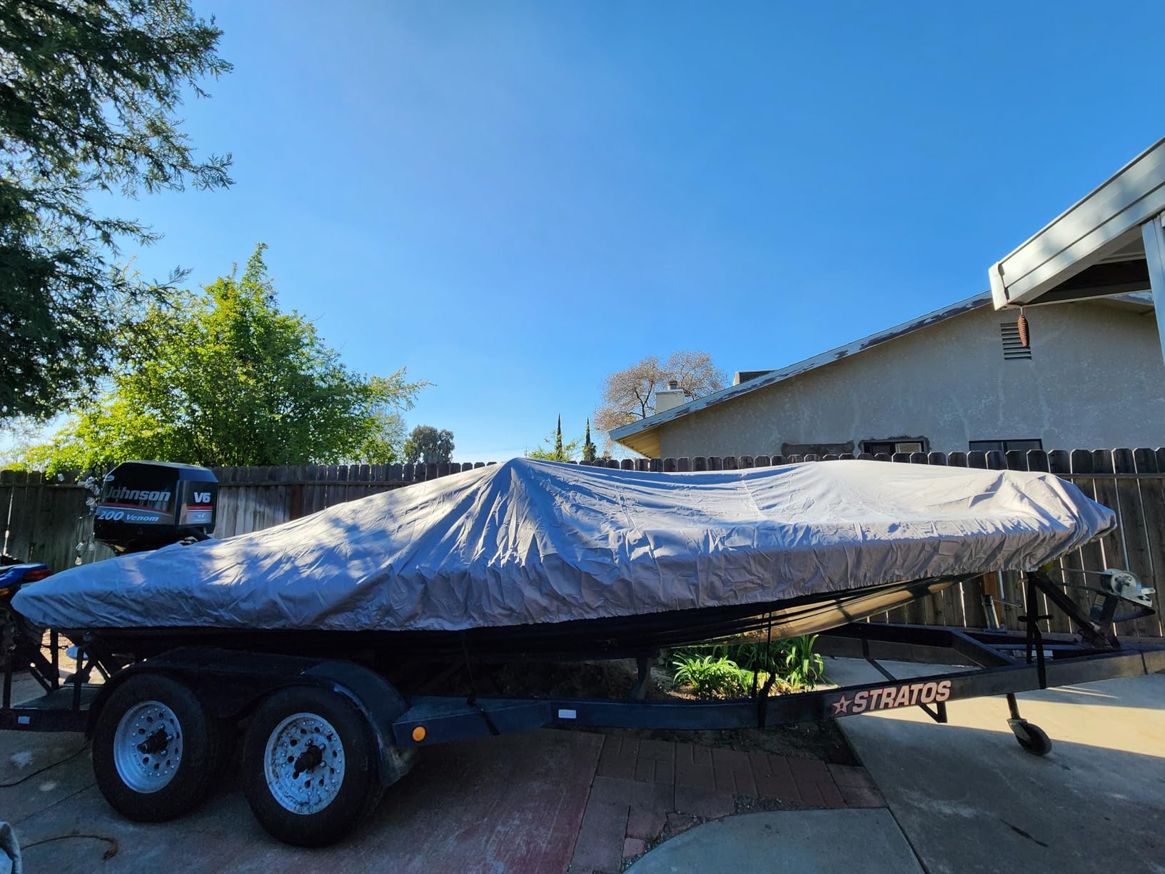 17-19FT Bass Boat Cover with Motor Cover, 1200D PU Waterproof Trailerable customer photo 2