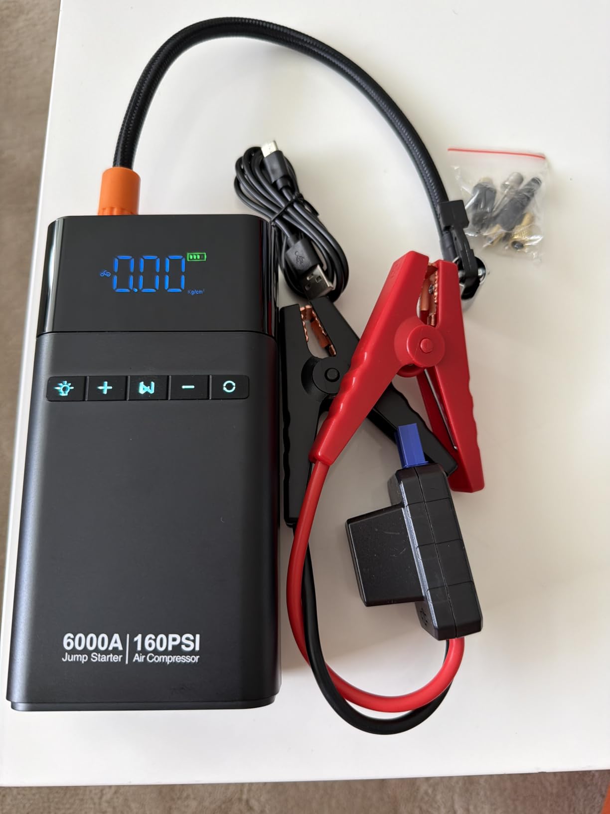 6000A Portable Car Battery Jump Starter with Air Compressor 160PSI customer photo 2