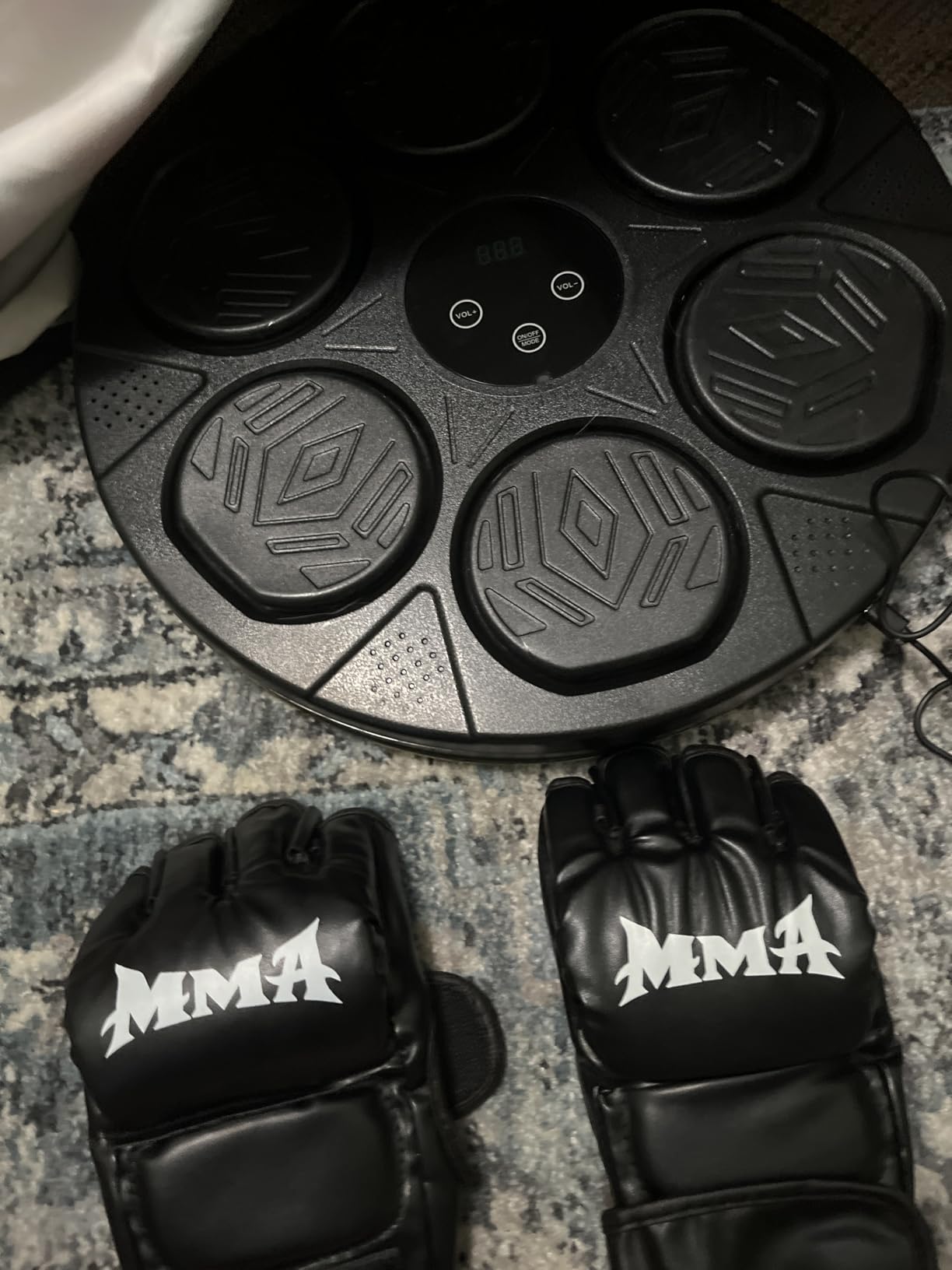 Music Boxing Machine, Wall Mounted Bluetooth Punching Pad with Gloves customer photo 2