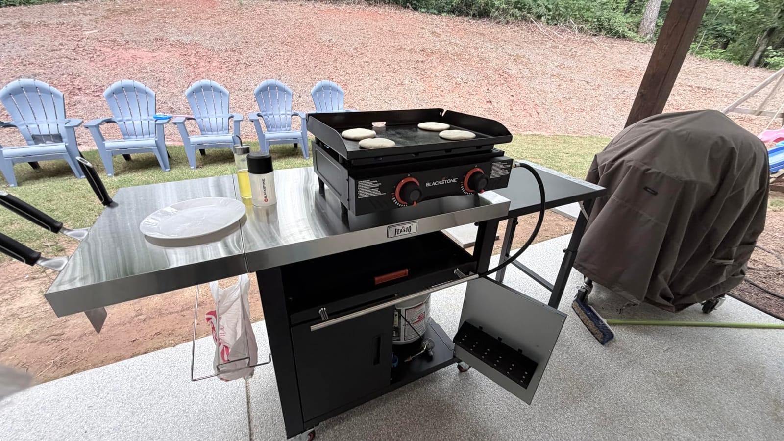 Feasto Outdoor Kitchen Island with Cabinet, 74” x 26” Rolling Grill Table customer photo 1