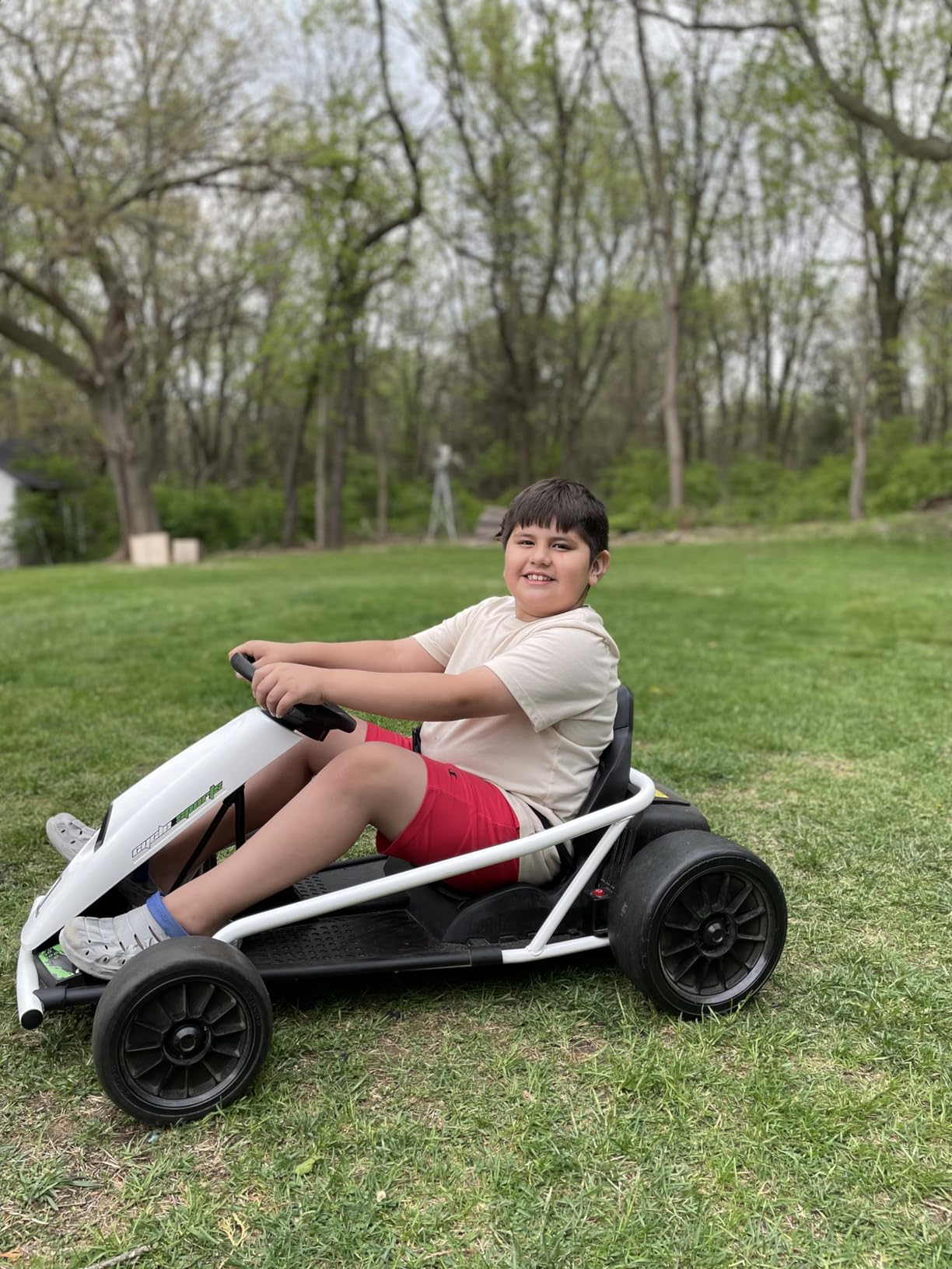 Aosom 24V 8.1 MPH Electric Go Kart Drifting Car Kids Ages 8-12 Blue customer photo 2