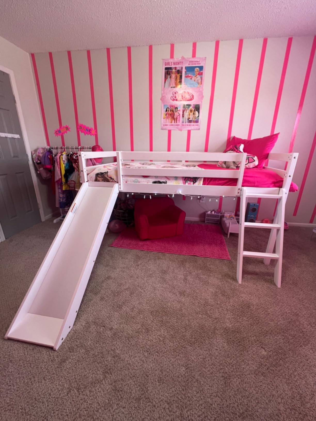 TOLEAD Low Bunk Bed with Slide, Floor Loft Bed with Climbing Ladder, Wood Twin Bunk Bed Frame with Full Guardrails & Storage Space for Kids Toddler customer photo 1