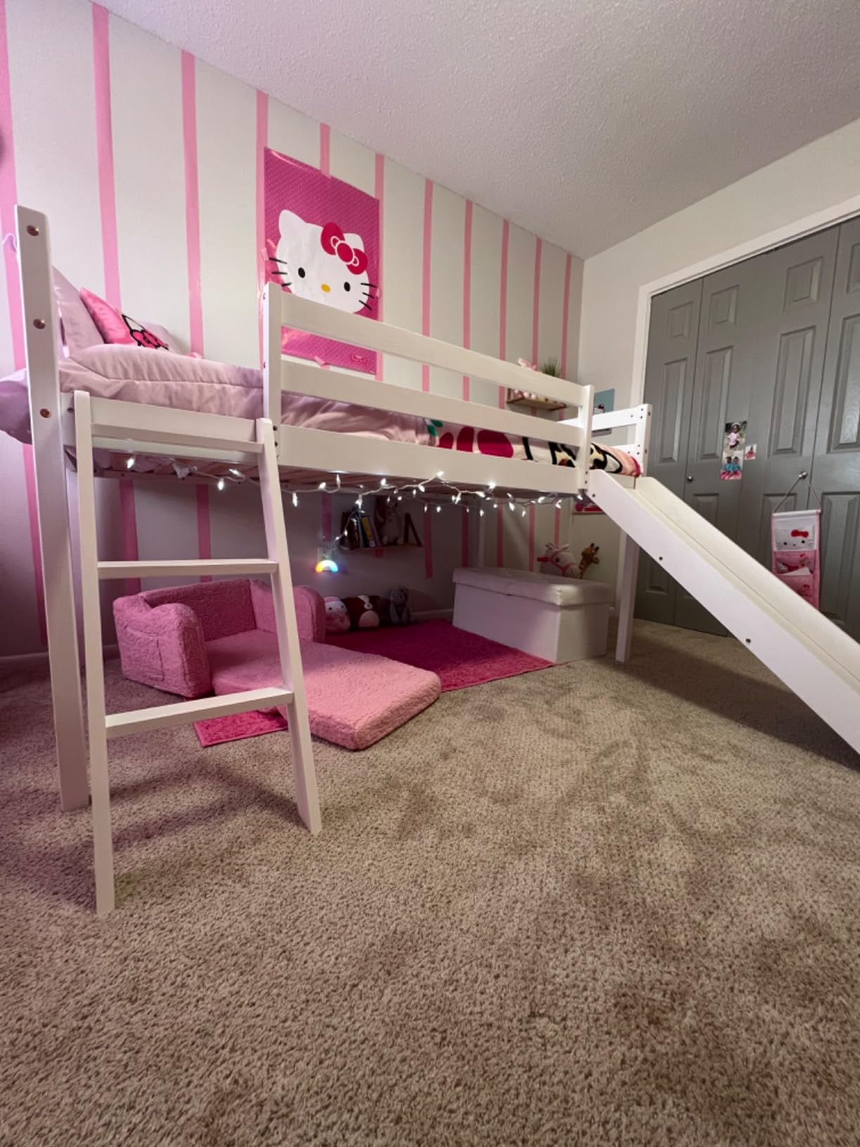 TOLEAD Low Bunk Bed with Slide, Floor Loft Bed with Climbing Ladder, Wood Twin Bunk Bed Frame with Full Guardrails & Storage Space for Kids Toddler customer photo 2