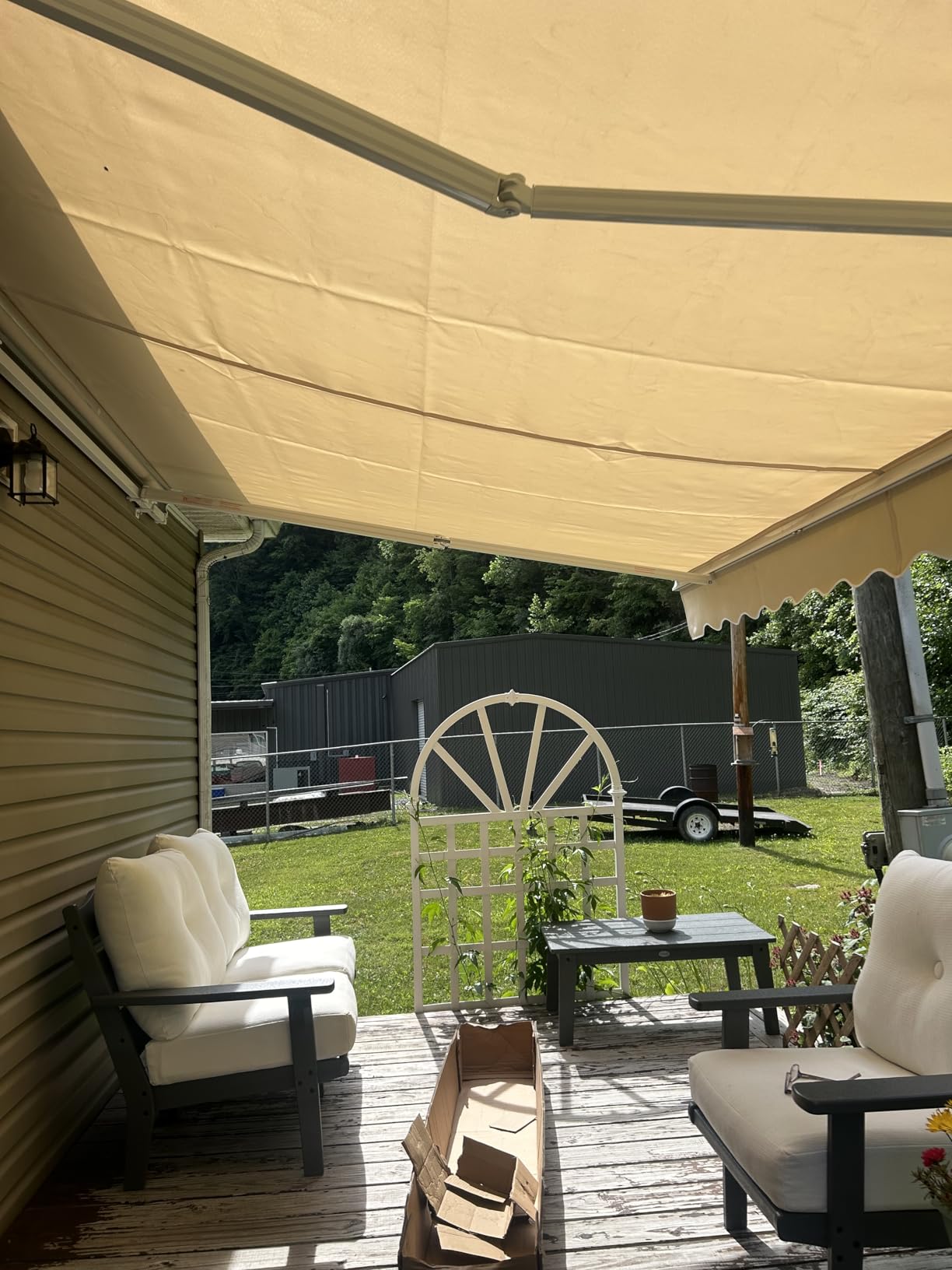 Yardenaler 12x10 FT Manual Retractable Patio Awning, Outdoor Window Sun Shade Shelter with Crank Handle & Canopy for Deck, Garden, Backyard, Balcony, Beige customer photo 1