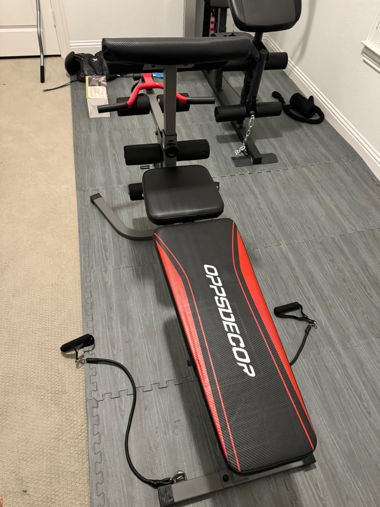 OPPSDECOR Adjustable Weight Bench with Leg Extension and Leg Curl, ASTM-Certified 800 LBS Heavy Duty Workout Bench for Home Gym, Preacher Curl Bench with Wheels, Flat Incline Decline Exercise Bench customer photo 2