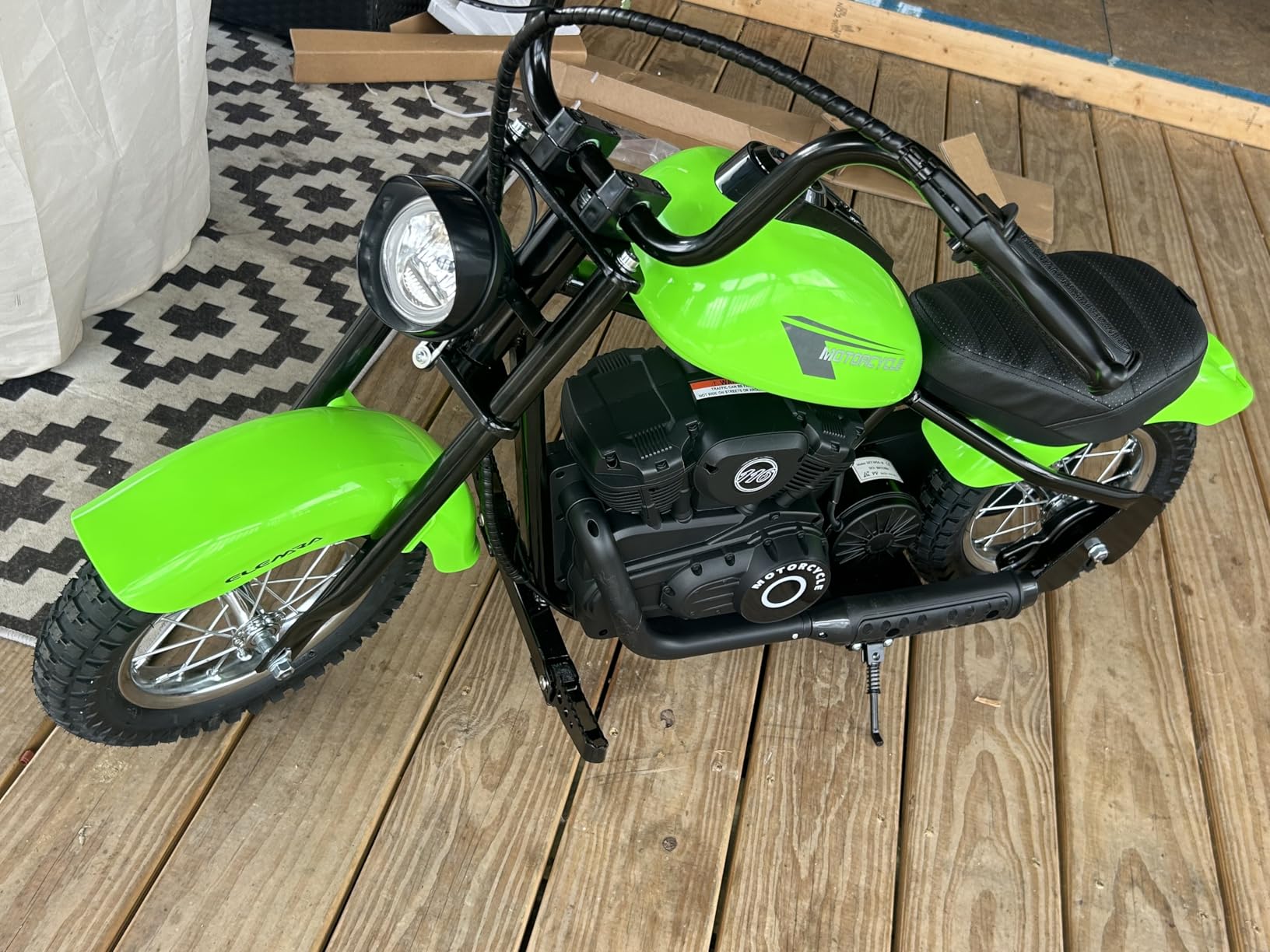ELEMARA Electric Dirt Bike, 15 mph & 150lb Max, 24V Ride on Toy for Big Kids w/LED Lights & Power Display,Chain-Driven Motor,Twist-Grip Throttle, Shock Springs,Handbrake,12
