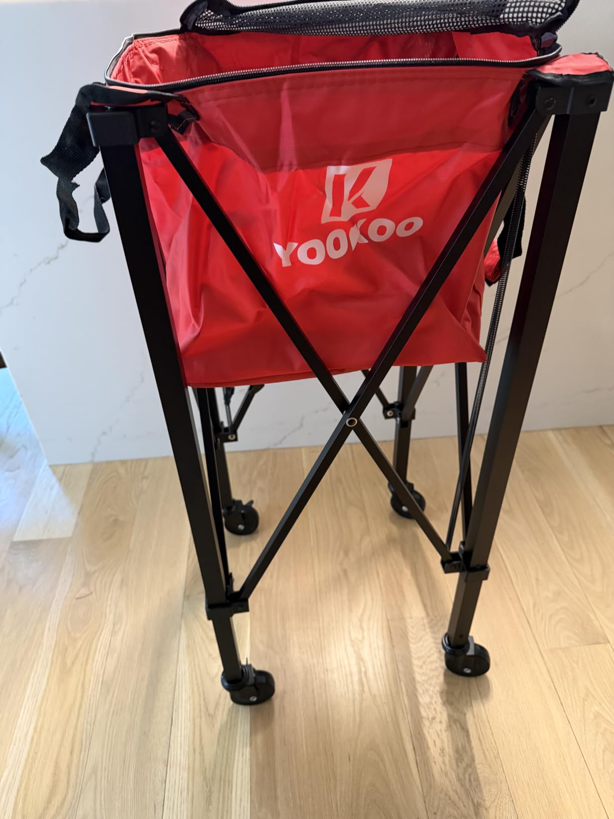YooKoo Tennis Ball Hopper Holds 150 Balls, Tennis Cart with Black/Red Bag customer photo 2