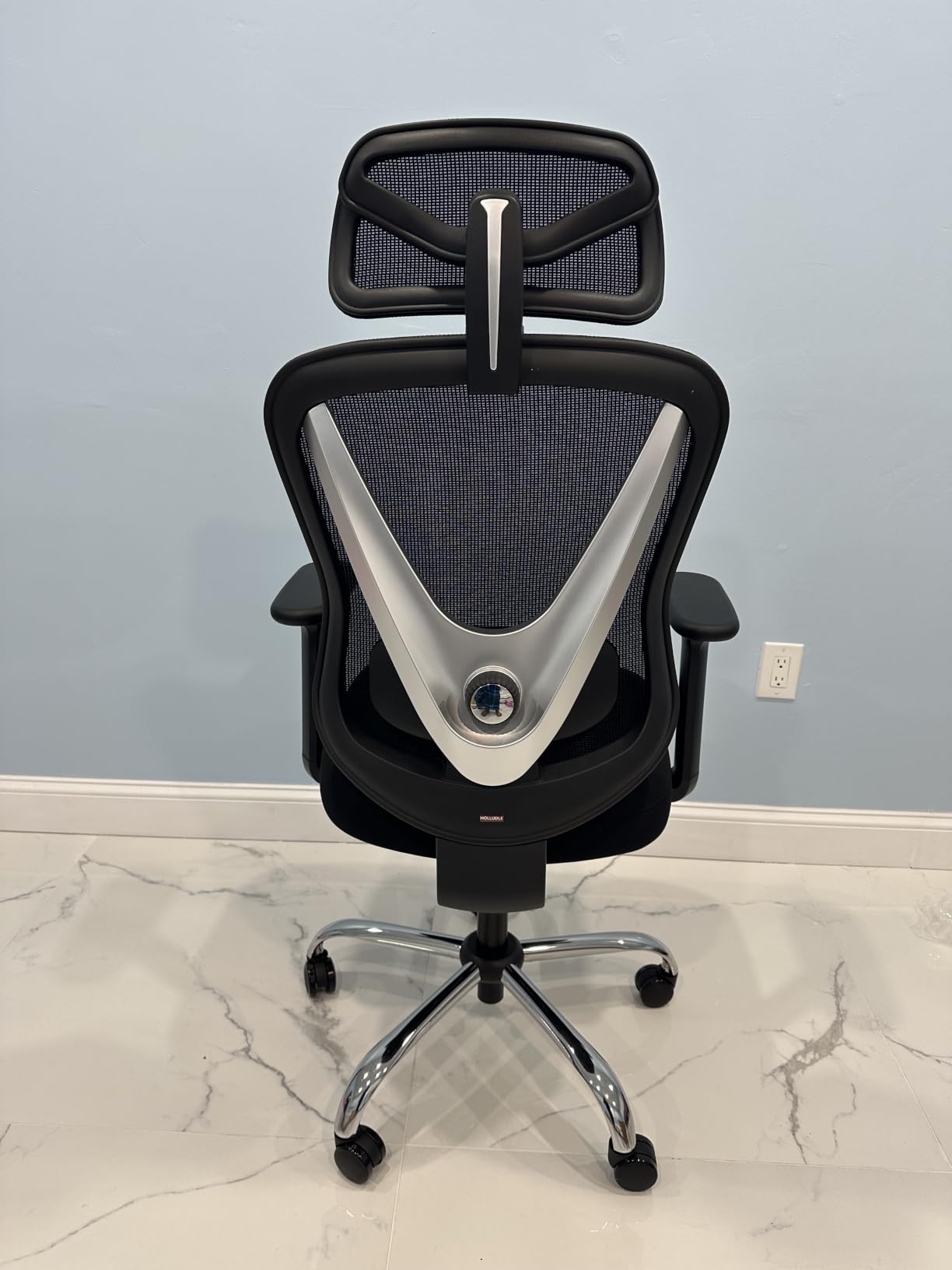 HOLLUDLE Ergonomic Mesh Office Chair - 3D Adjustable Lumbar Support & 3D Armrests, V-Shaped Back, Adjustable Desk Chair for Office & Home, Black customer photo 2