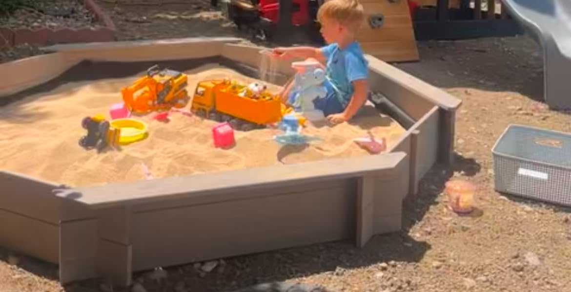 Best Choice Products Large Wooden Octagon Sandbox w/Lid for Kids, Walnut customer photo 2