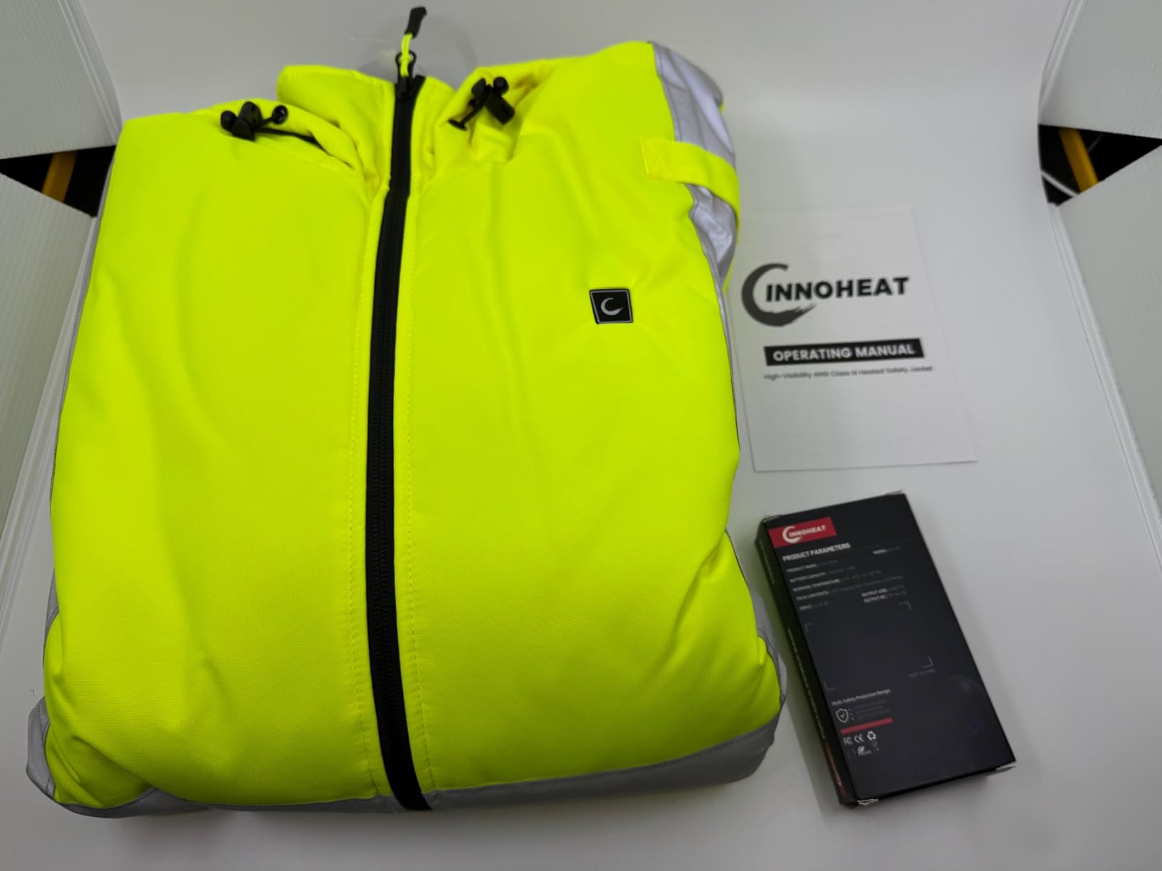 Heated Hi-Vis Safety Jacket for Men with Battery, Class 3 Waterproof Work Coat with 3M Reflective Tape for Winter customer photo 1