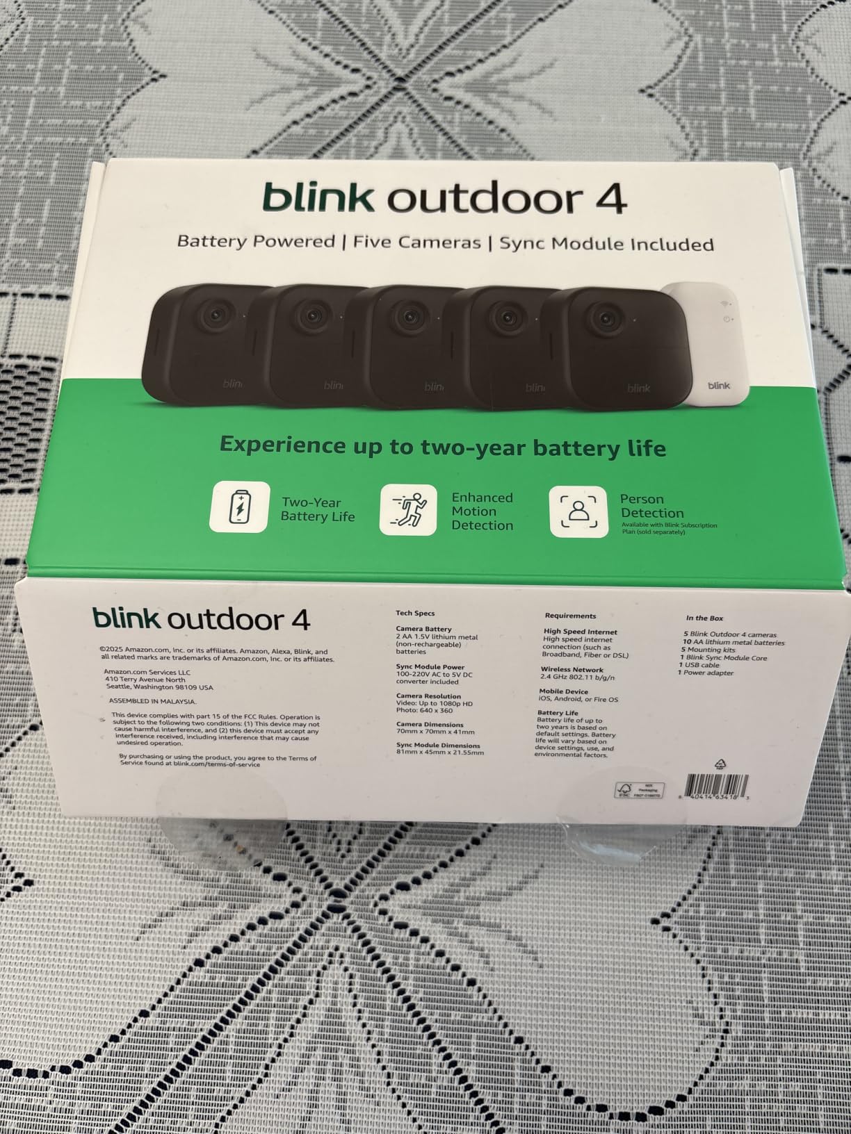 Blink Outdoor 4 – Wireless smart security camera, two-year battery life, 1080p HD day and infrared night live view, two-way talk. Sync Module Core included – 5 camera system customer photo 2