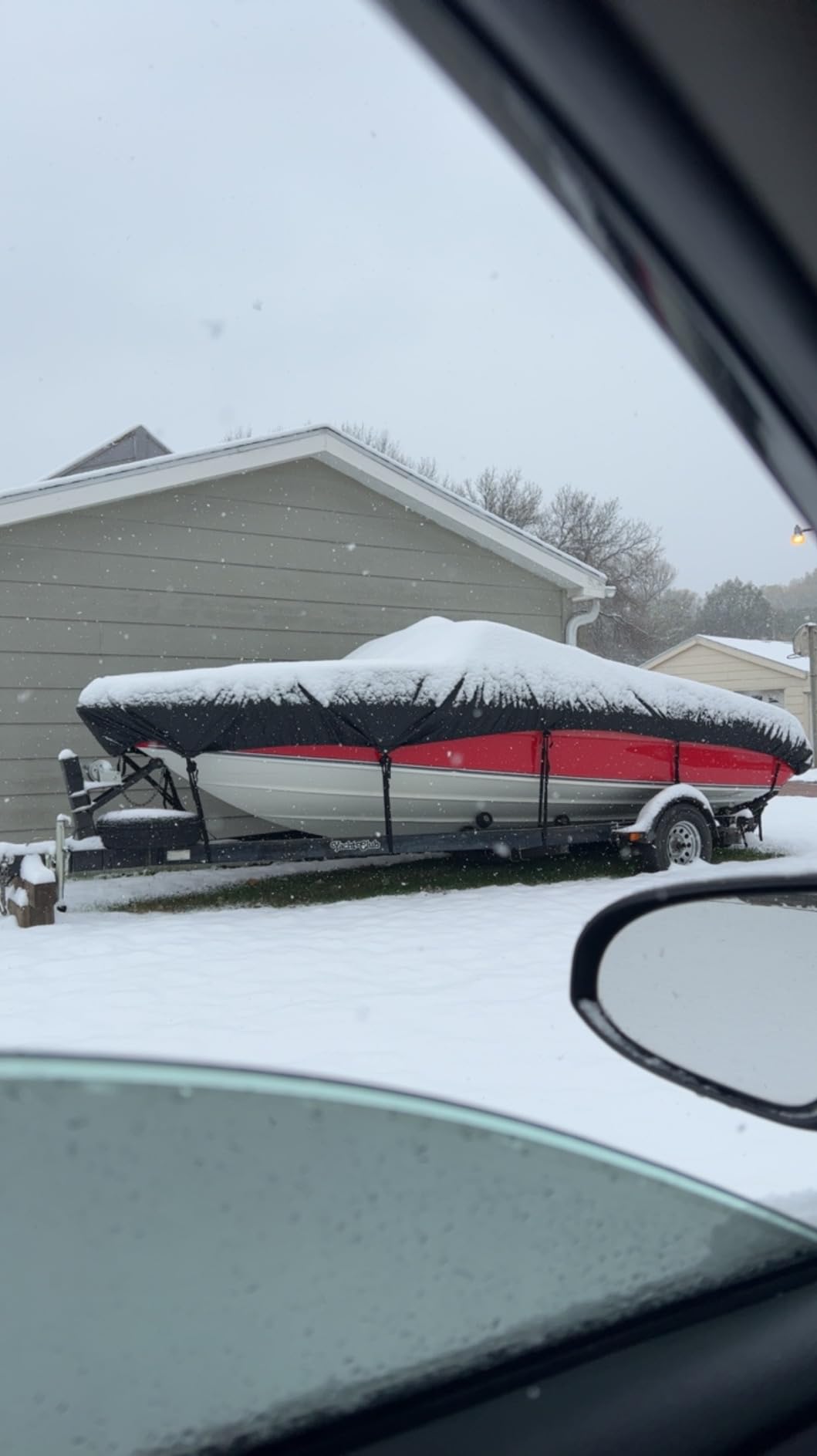 Trailerable Boat Cover 16-18.5ft, Waterproof Heavy Duty 1200D,V-Hull,Black customer photo 1