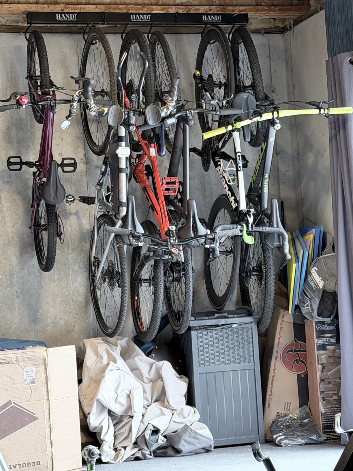 USA Based Ceiling Bike Rack Garage Storage Mount, Bicycle Hanger For Up To 6 Bikes, Sliding 51