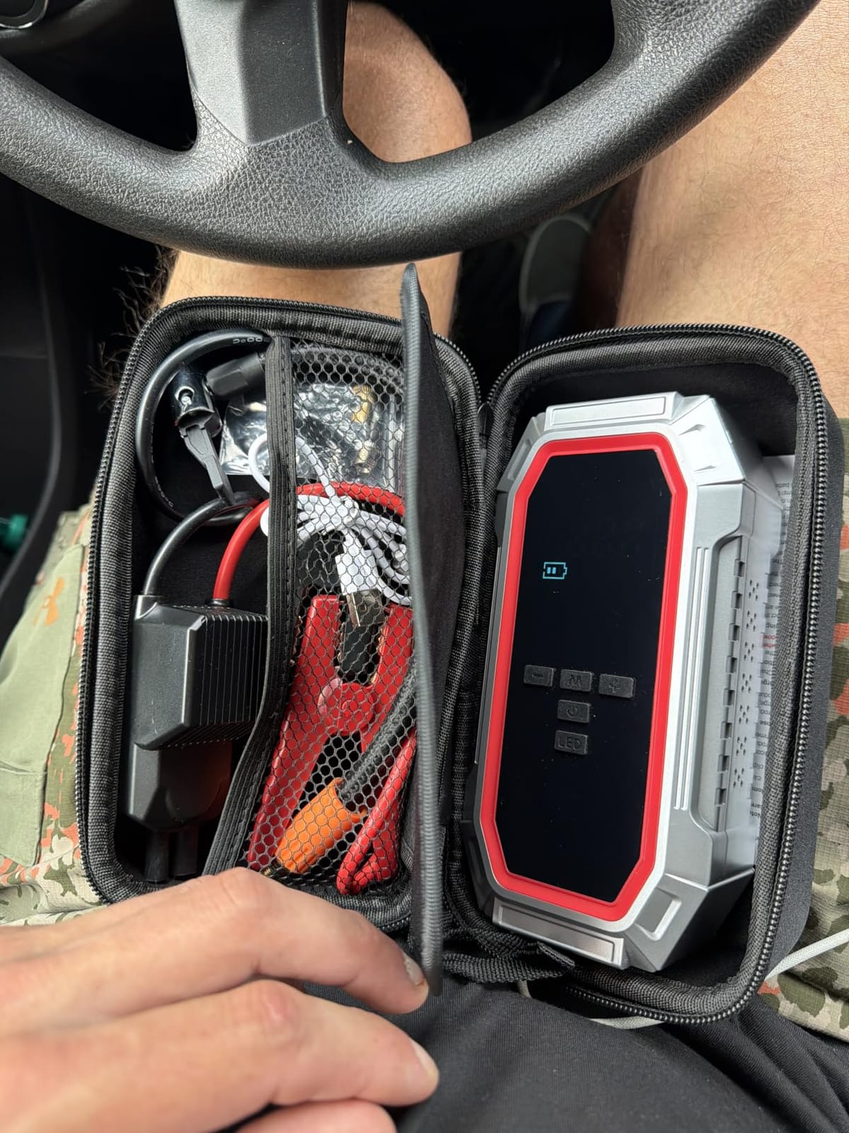 Jump Starter with Air Compressor, 5000A Peak Car Battery Jump Starter(9.0 Gas/8.0L Diesel), 160PSI 12V Jump Box Car Battery Jumper Starter Portable with Smart Jumper Cables, LED Lights, LCD Display customer photo 2