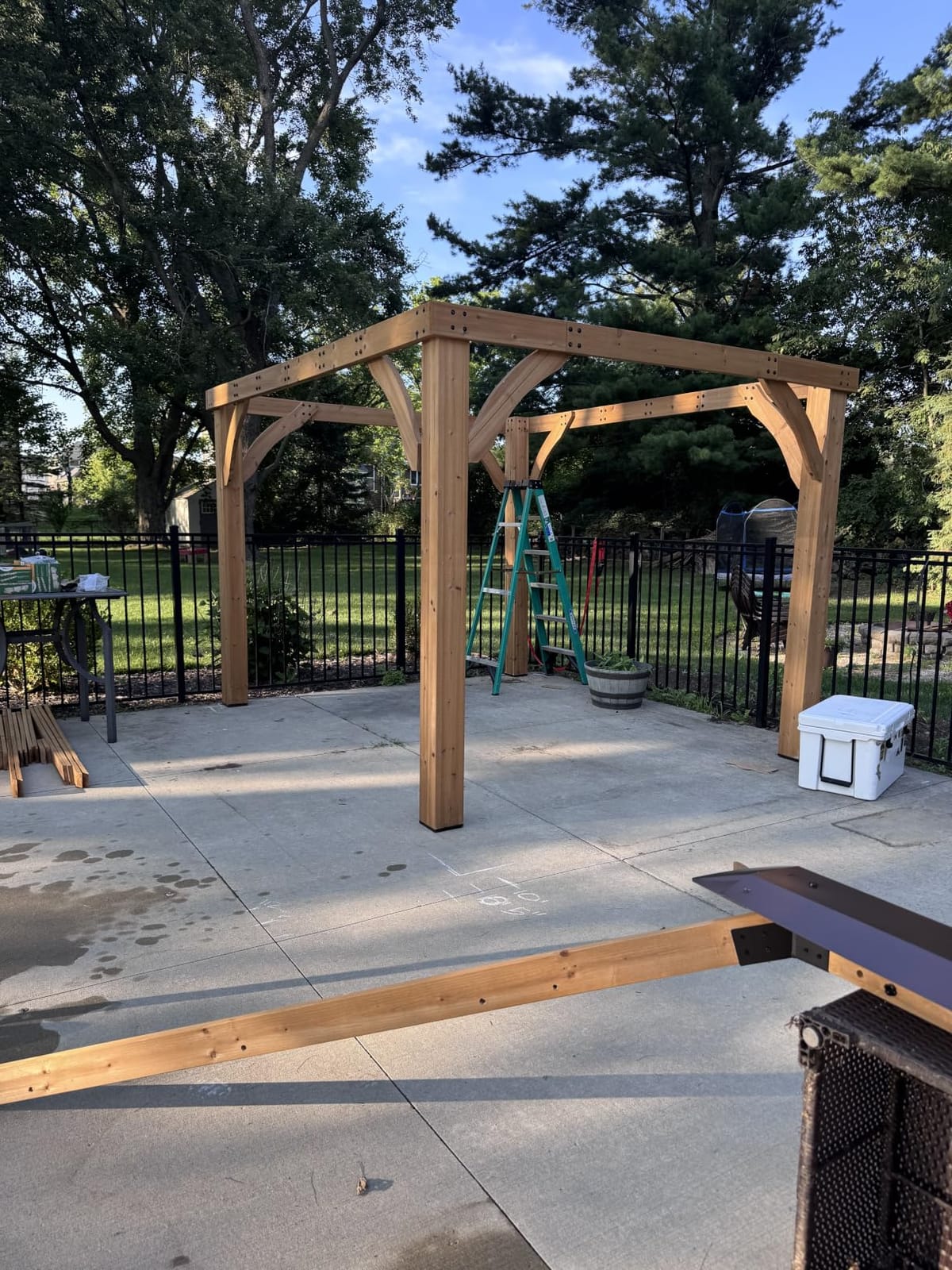 Backyard Discovery Barrington 12' x 12' Cedar Wood Outdoor Gazebo Pavilion with Hardtop Galvanized Steel Hip Roof, Snow Support, Wind Resistance, PowerPort, Shade for Garden, Patio, Deck, Entertaining customer photo 1