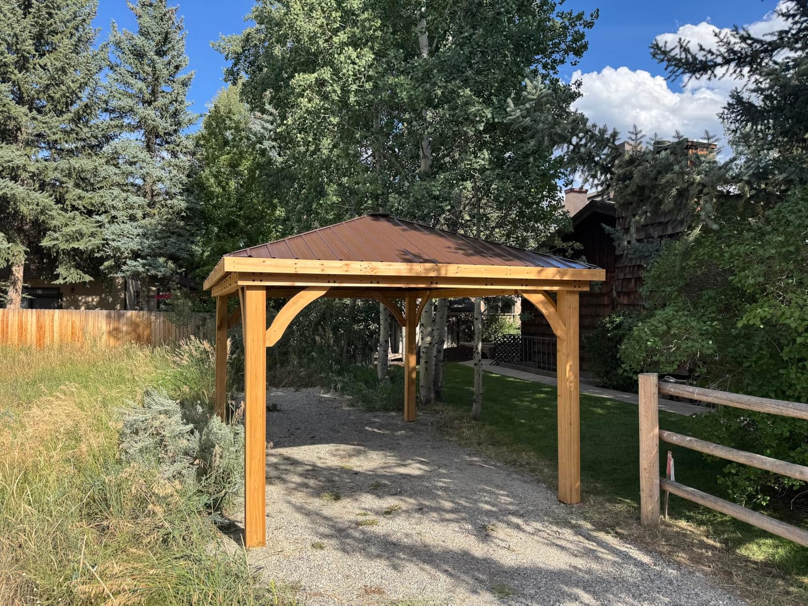 Backyard Discovery Barrington 12' x 12' Cedar Wood Outdoor Gazebo Pavilion with Hardtop Galvanized Steel Hip Roof, Snow Support, Wind Resistance, PowerPort, Shade for Garden, Patio, Deck, Entertaining customer photo 2