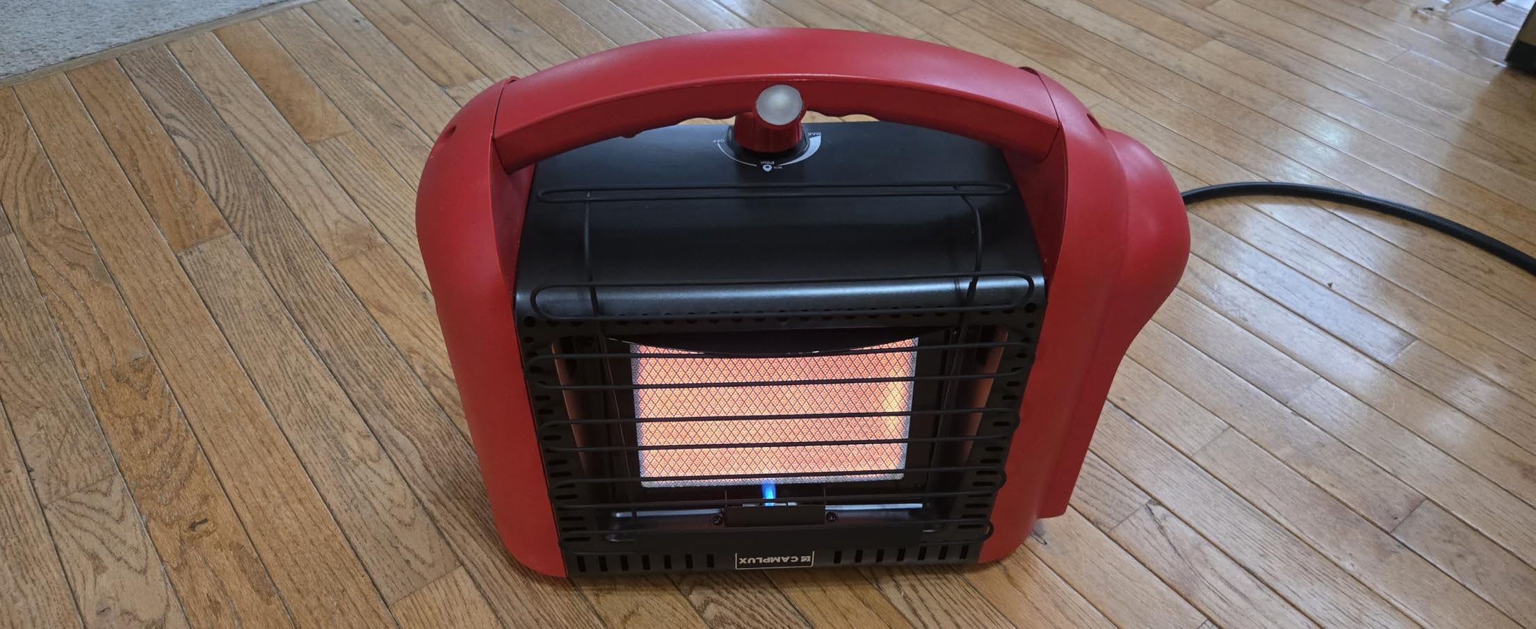 CAMPLUX Portable Propane Heater Outdoor and Indoor, 12000 BTU LP Gas Buddy Heater for Camping with ODS & Tip-over Protection, 1lb Propane Radiant Heating with LED light, Red customer photo 1