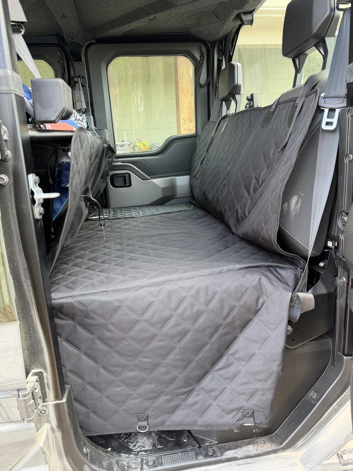 REEVAA Dog Truck Seat Cover for Back Seat, Hard Bottom, XL, Black customer photo 2