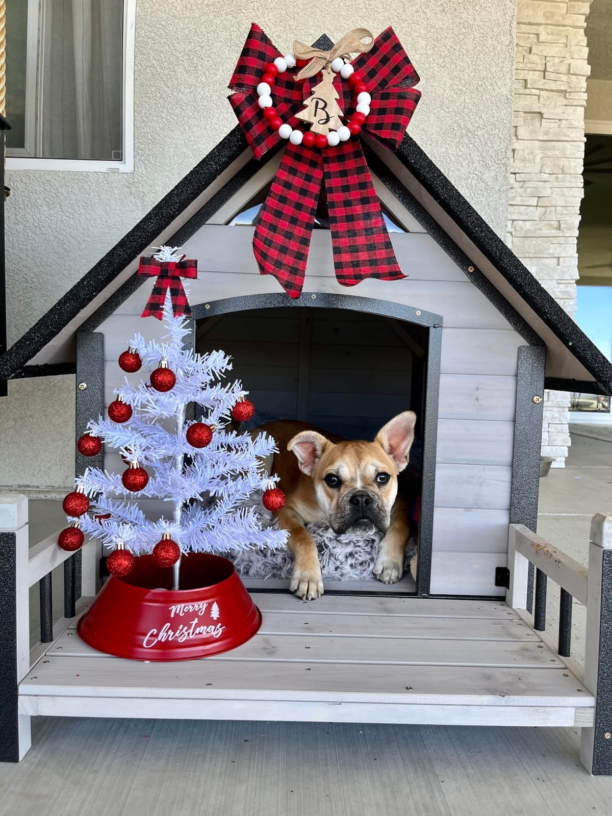 Outdoor Heated Dog House with All-Around Insulated Liner Weatherproof Puppy Shelter Indoor Dog Kennel, Anti-Bite Dog Home for Large Breed with Porch (Brown-2, 50.8