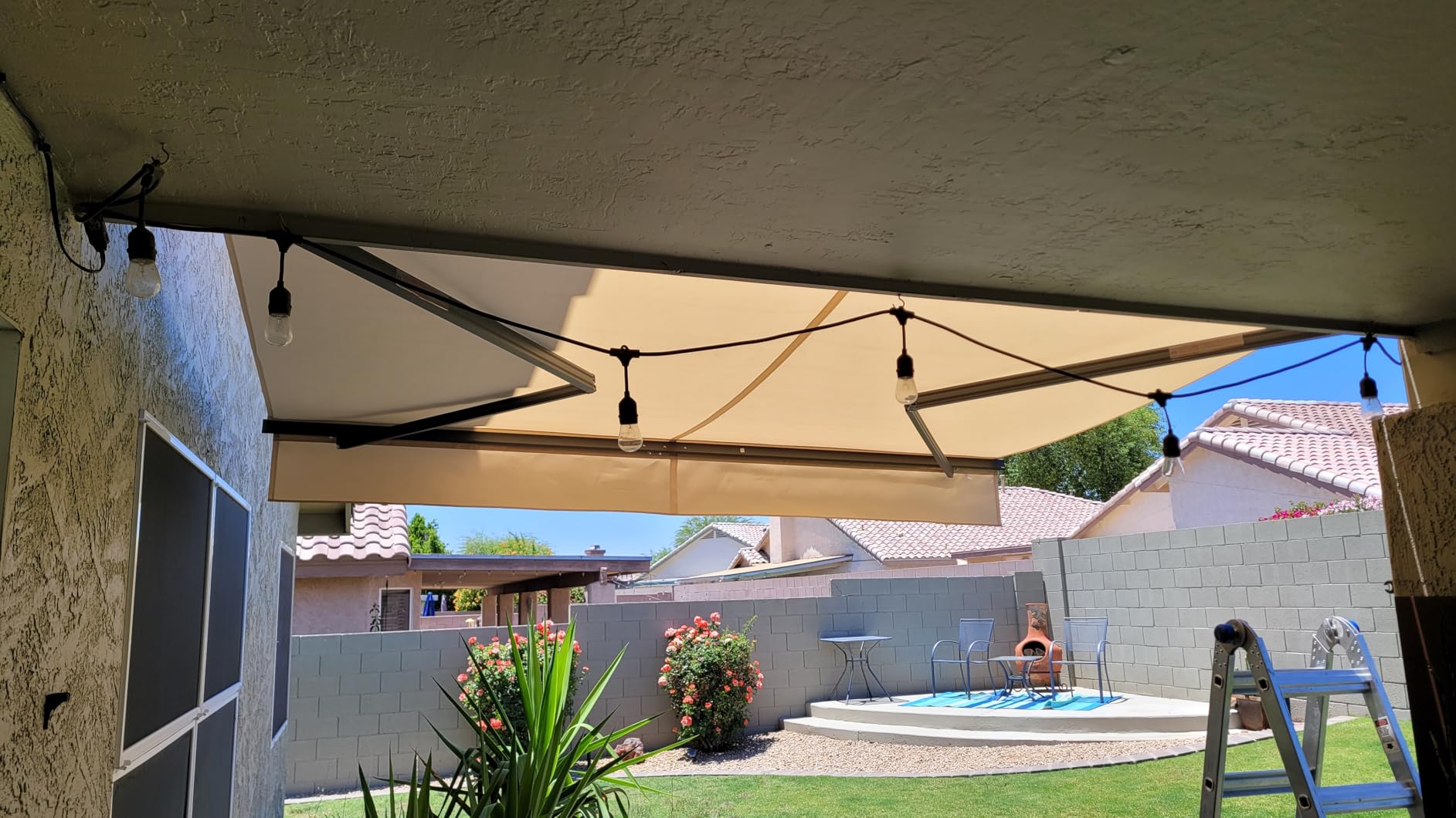 HOMEDEMO 10x8 Retractable Awning for Patio, Manual Awnings, Sunshade Shelter Crank Handle, UV & Water-Resistant Polyester Cover and Aluminum Frame for Outdoor Deck, Balcony, Yard, Beige customer photo 1