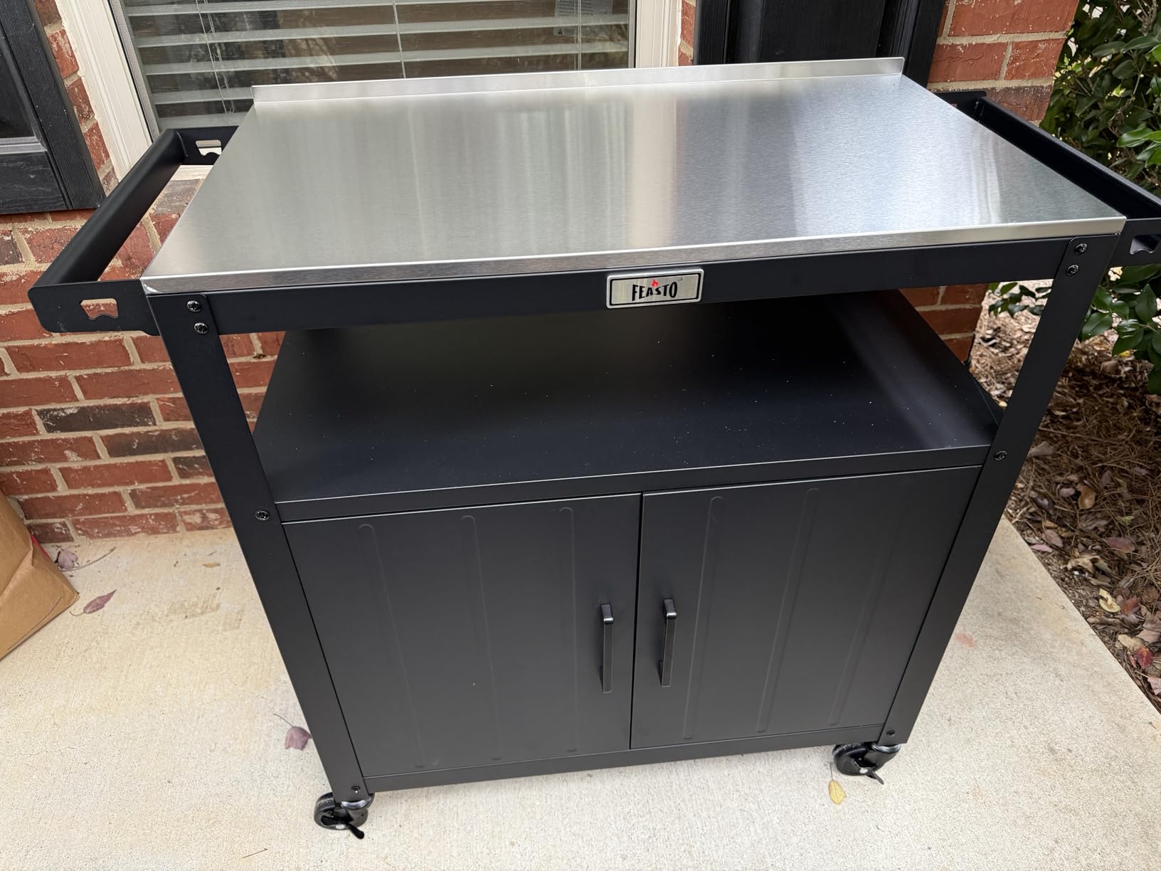 Feasto Outdoor Grill Cart w/Storage Cabinet, Stainless Steel Top, Black customer photo 1