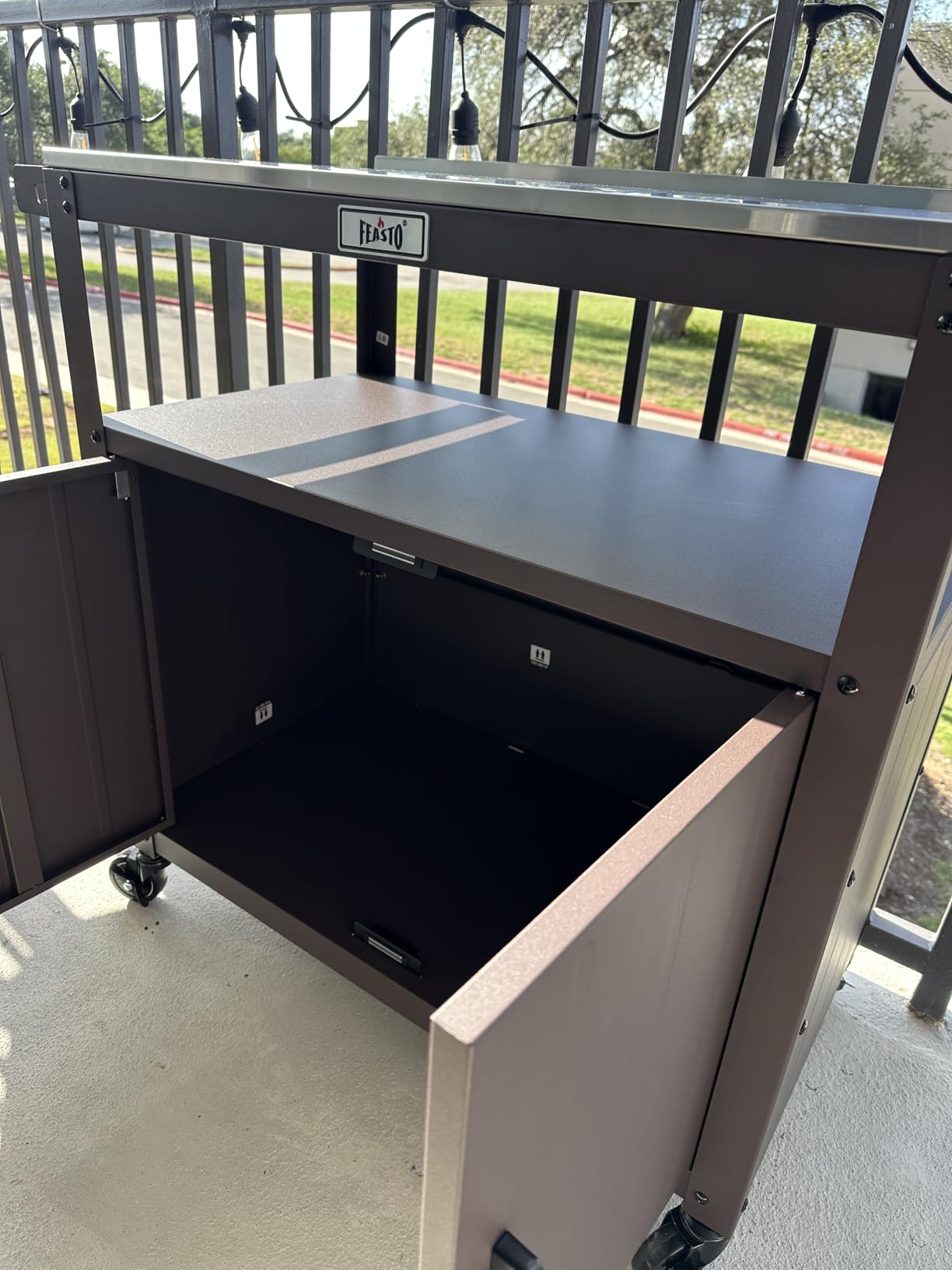 Feasto Outdoor Grill Cart w/Storage Cabinet, Stainless Steel Top, Black customer photo 2
