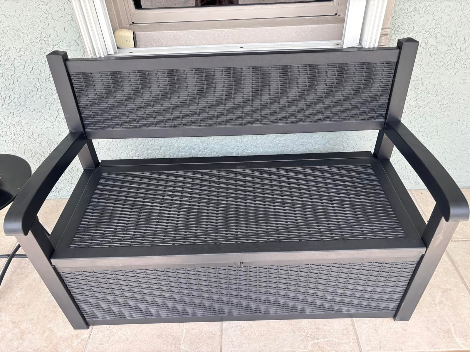 PatioZen 80 Gallon Outdoor Storage Bench Deck Box, Black customer photo 2