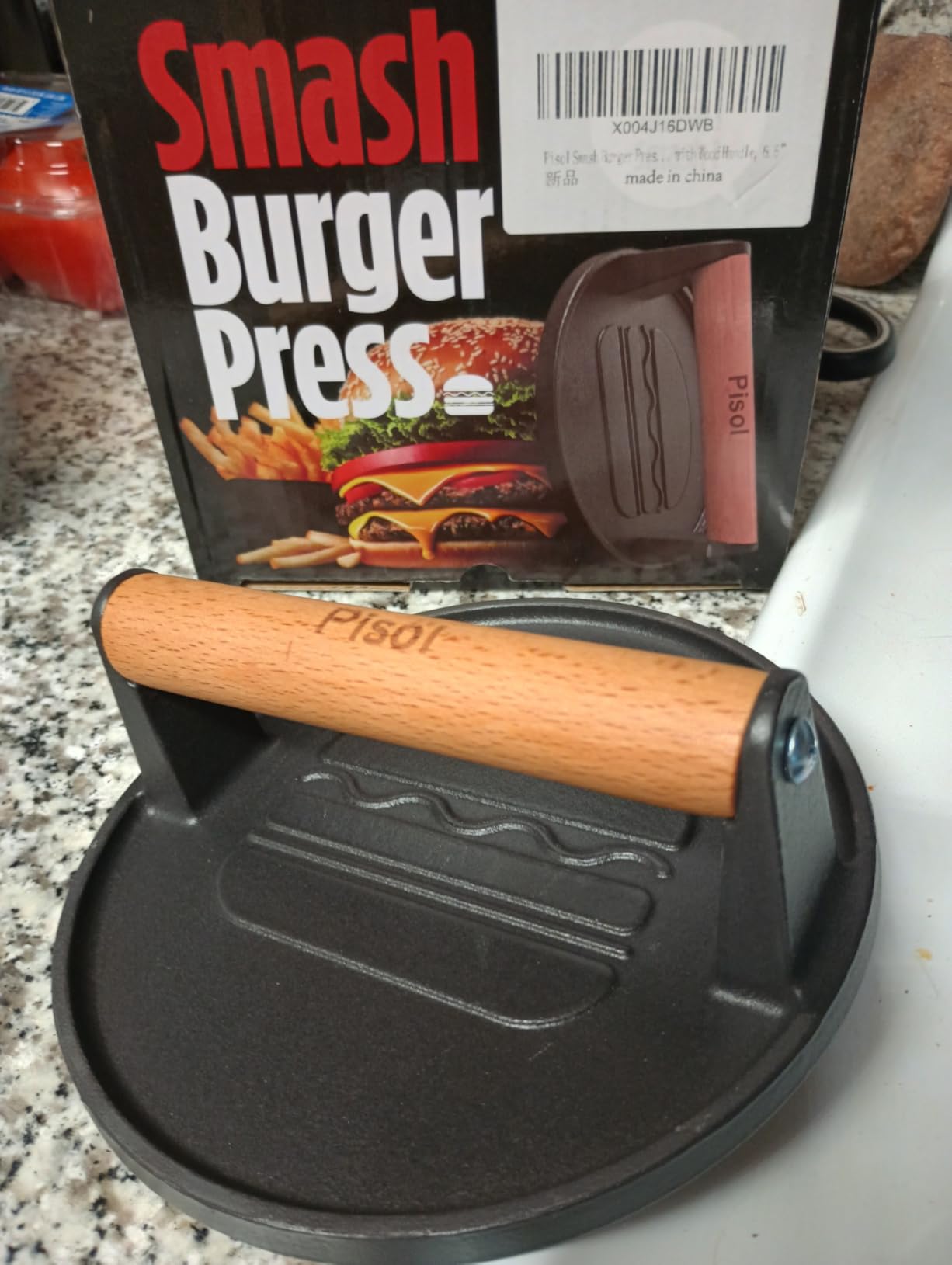 Pisol Smash Burger Press, Cast Iron Steak Weight Meat Patty Press Tool customer photo 1