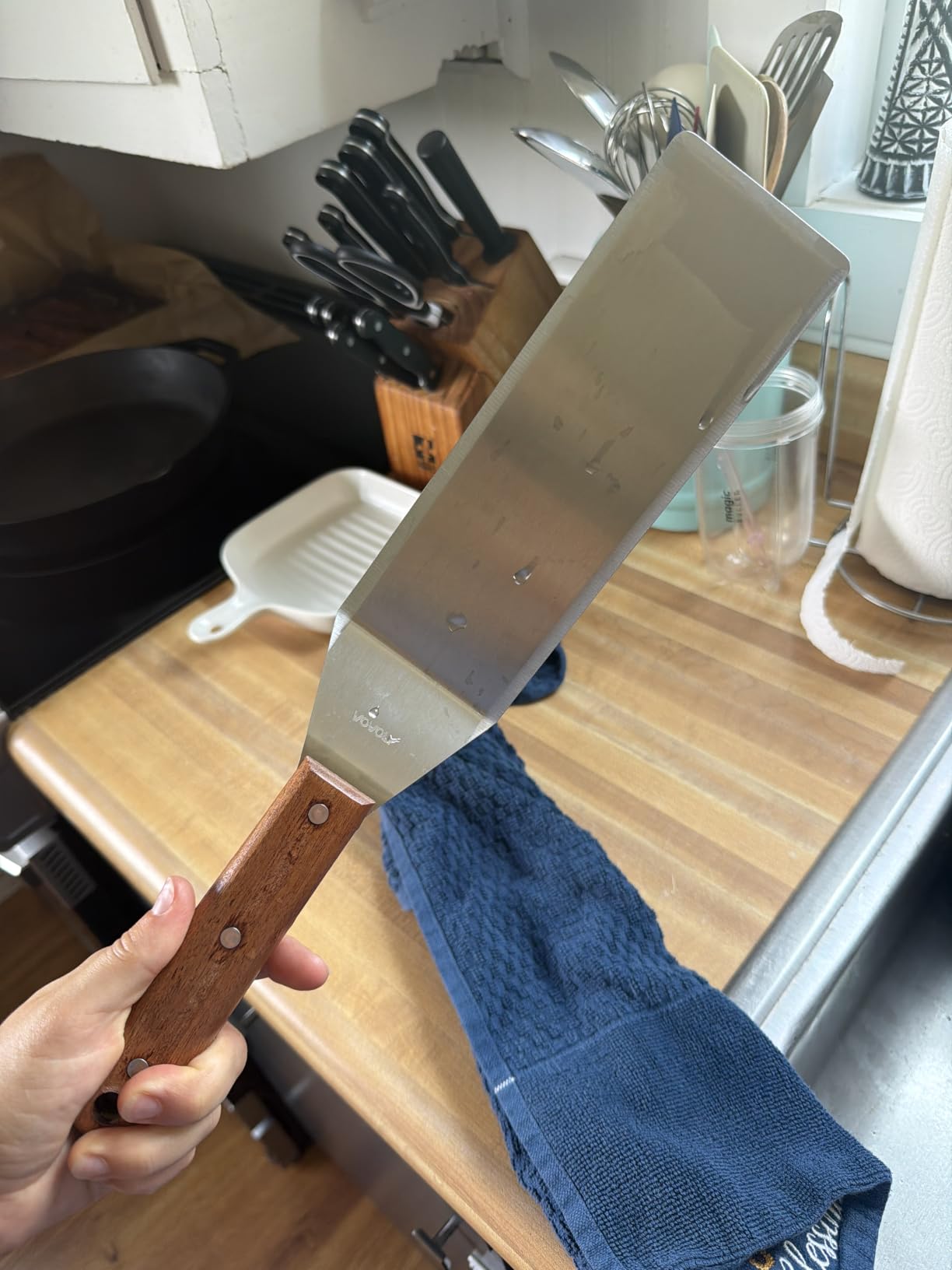 Stainless Steel Metal Spatula Set For Griddle, Grill Spatula Scraper for BBQ/Flat Top Grill- Full Tang Handle -Thicked Blade- Beveled Edges, Great Griddle Accessories for Pancake/Smash Burgers customer photo 2