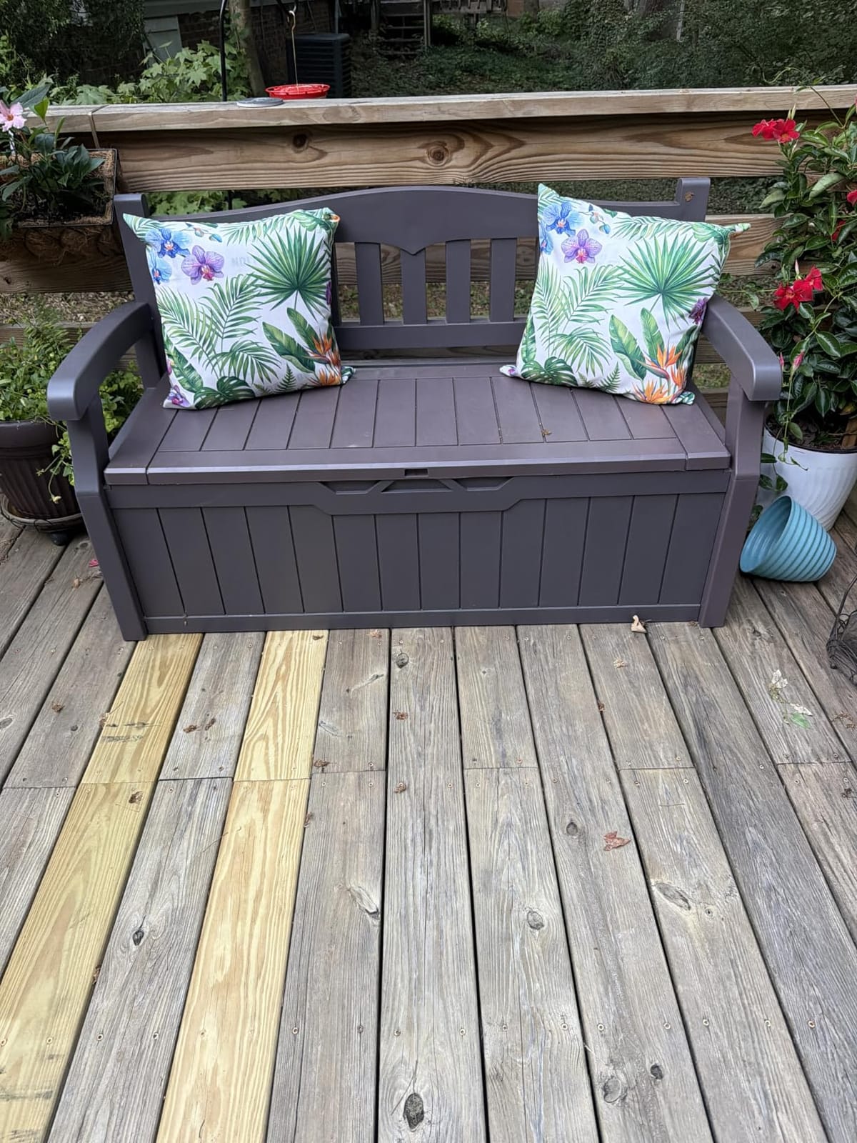 Flamaker 80 Gallon Storage Bench, Deck Box with Seat Waterproof All-Weather customer photo 1
