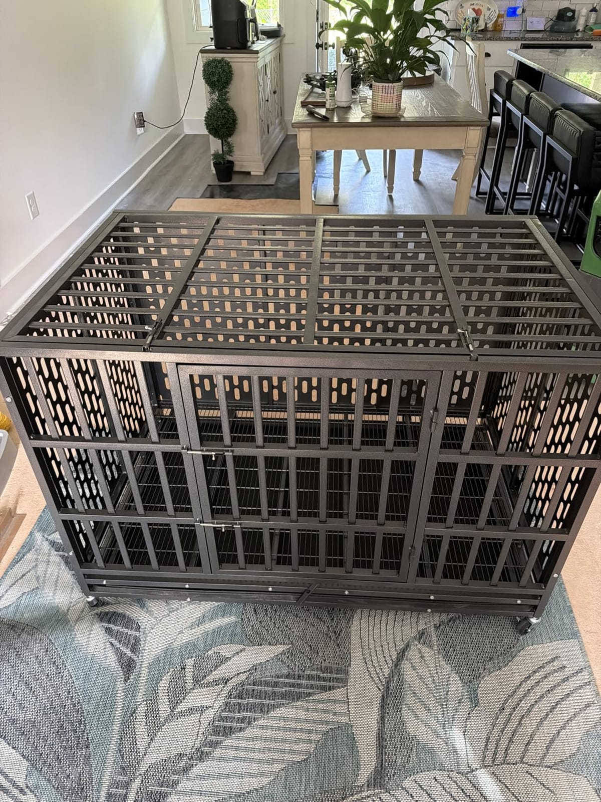 HIWOKK 48 Inch Heavy Duty Indestructible Dog Crate, for High Anxiety Dog customer photo 2